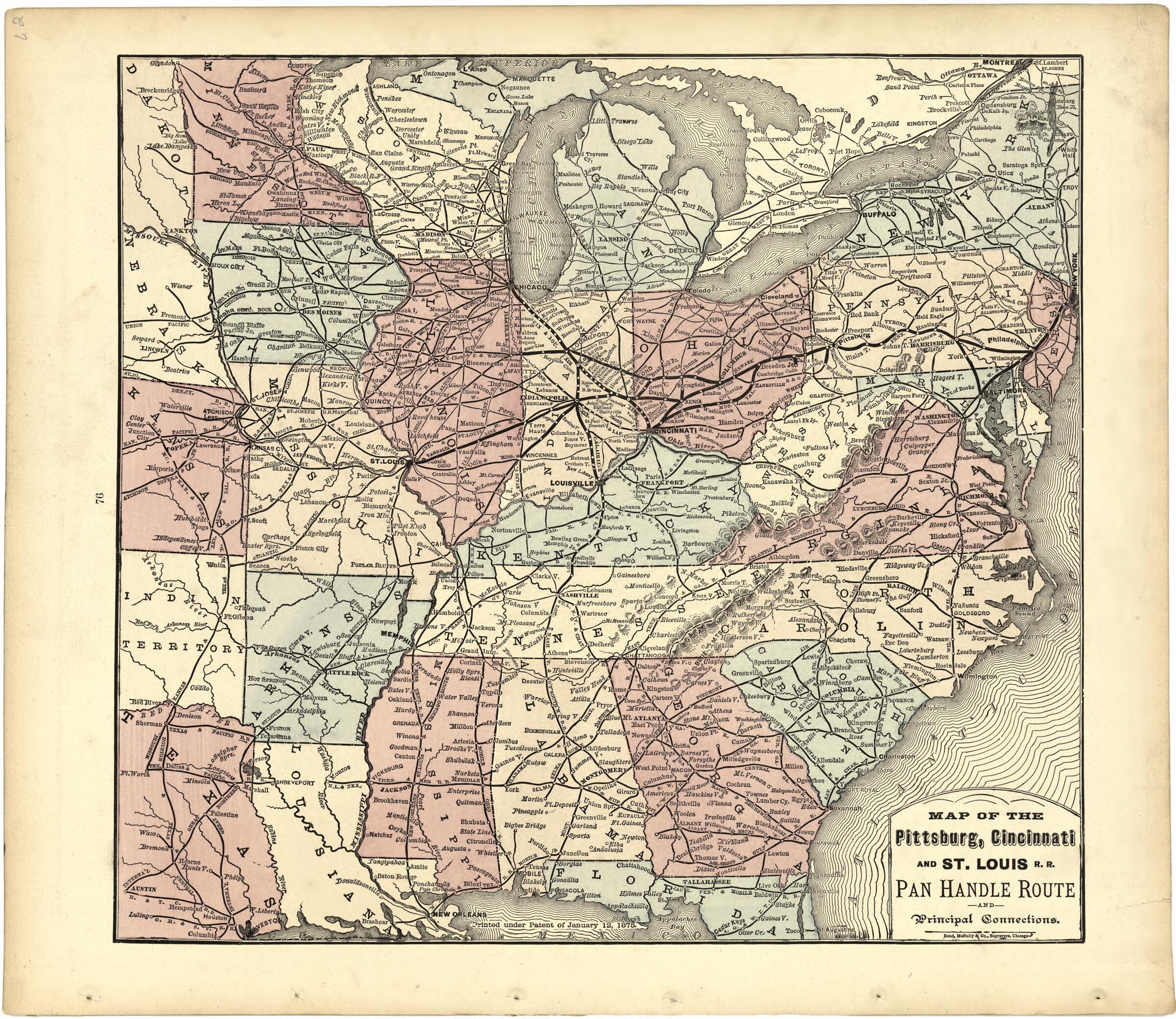 This old map of Map of the Pittsburgh, Cincinnati and St. Louis R.R. Pan Handle Route from Caldwell&