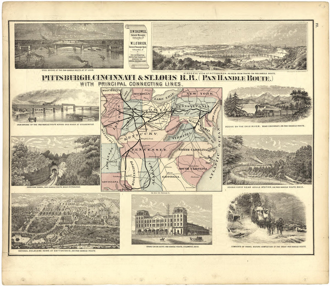 This old map of Map of the Pittsburgh, Cincinnati and St. Louis R.R. Pan Handle Route from Caldwell&
