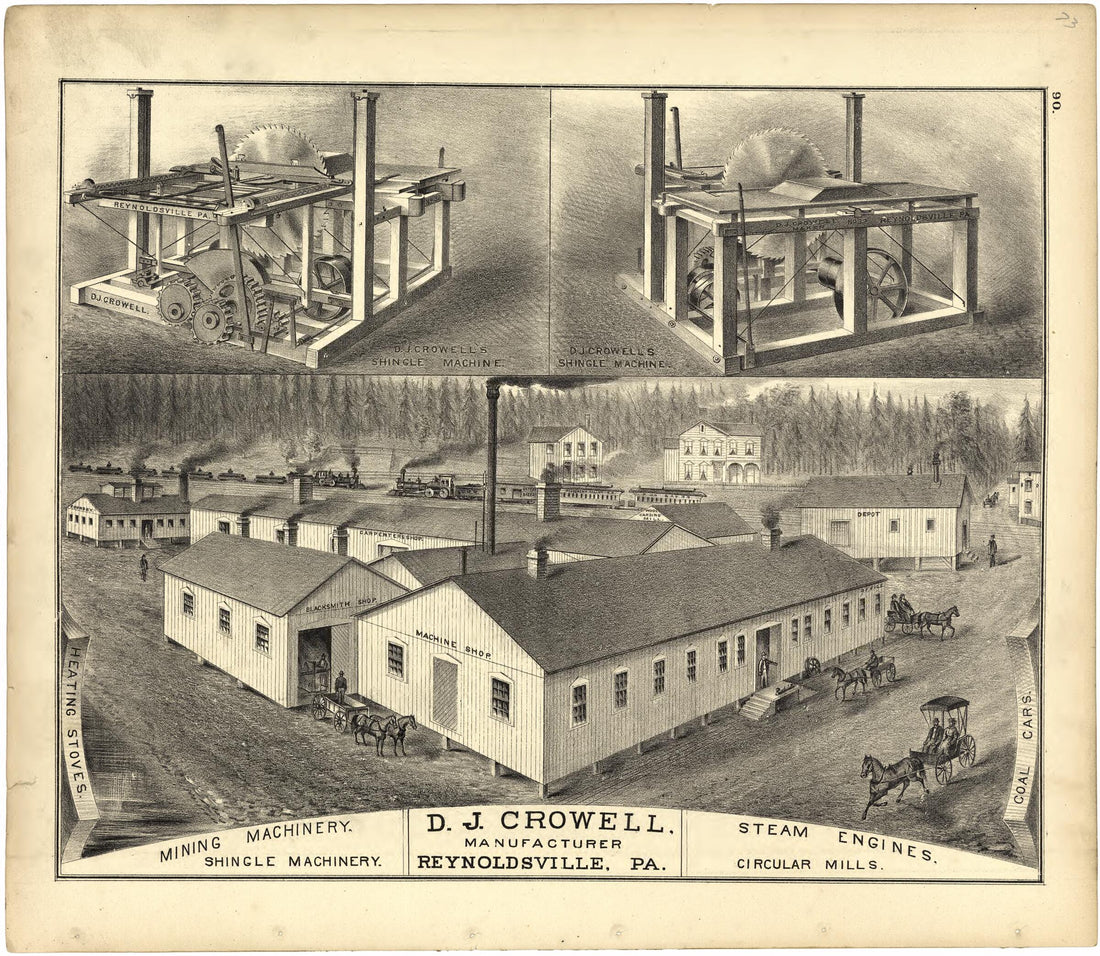 This old map of D.J. Crowell Manufacturer Reynoldsville, Pa. from Caldwell&