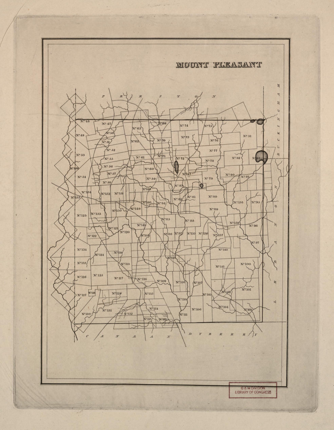 This old map of Mount Pleasant from Warrantee Landholdings In the Townships of Wayne County, Pa., Ca. from 1828-1835 from 1828 was created by Phineas Eldridge Hamm in 1828