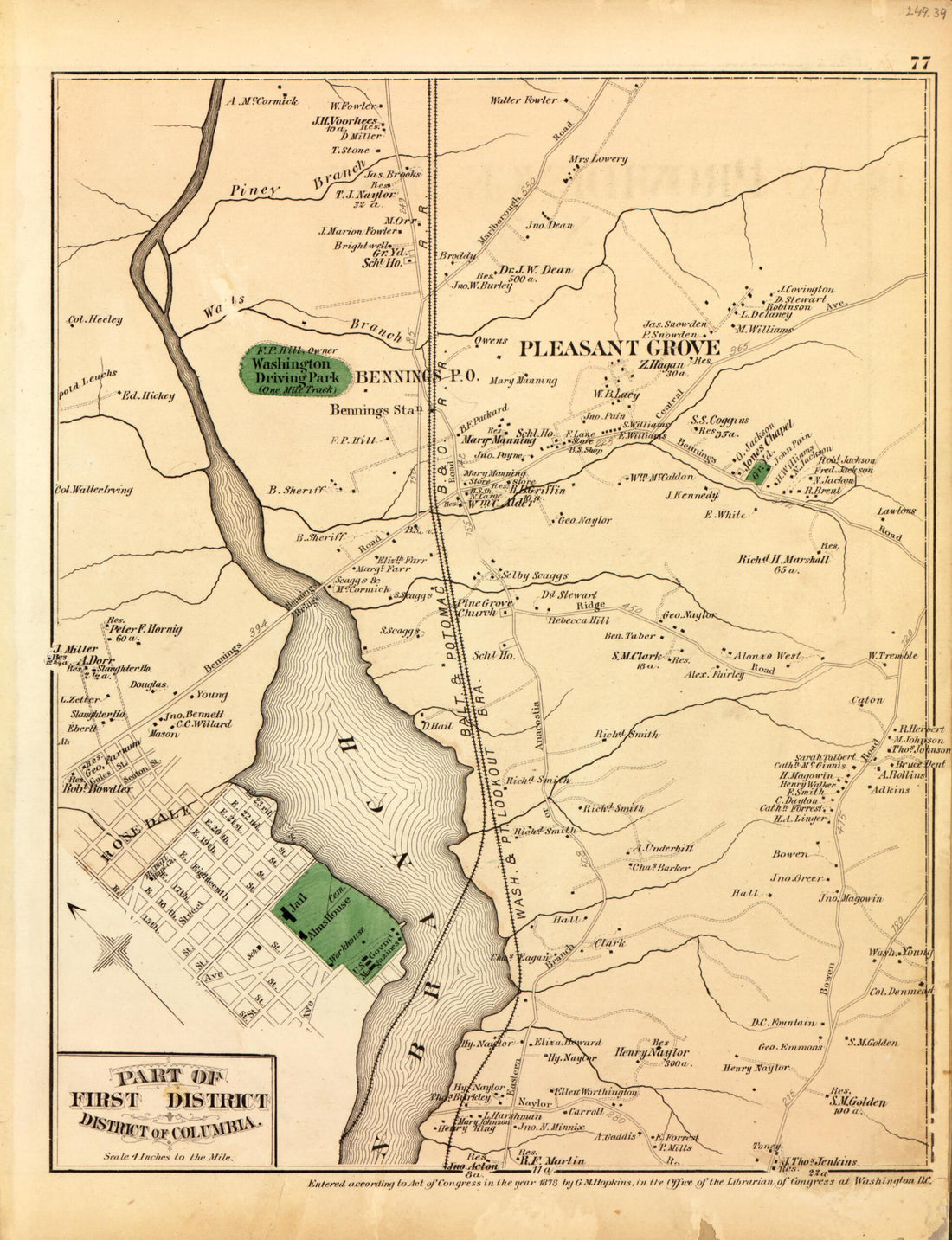 This old map of Part of First Dist. of District of Columbia from Atlas of Fifteen Miles Around Washington, Including the County of Montgomery, Maryland from 1879 was created by Griffith Morgan Hopkins in 1879