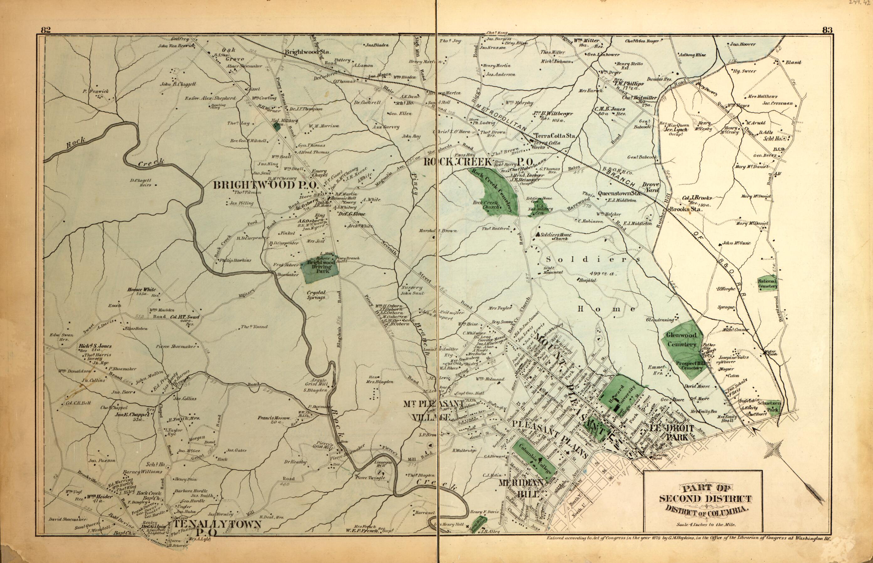 This old map of Part of Second Dist.of District of Columbia from Atlas of Fifteen Miles Around Washington, Including the County of Montgomery, Maryland from 1879 was created by Griffith Morgan Hopkins in 1879