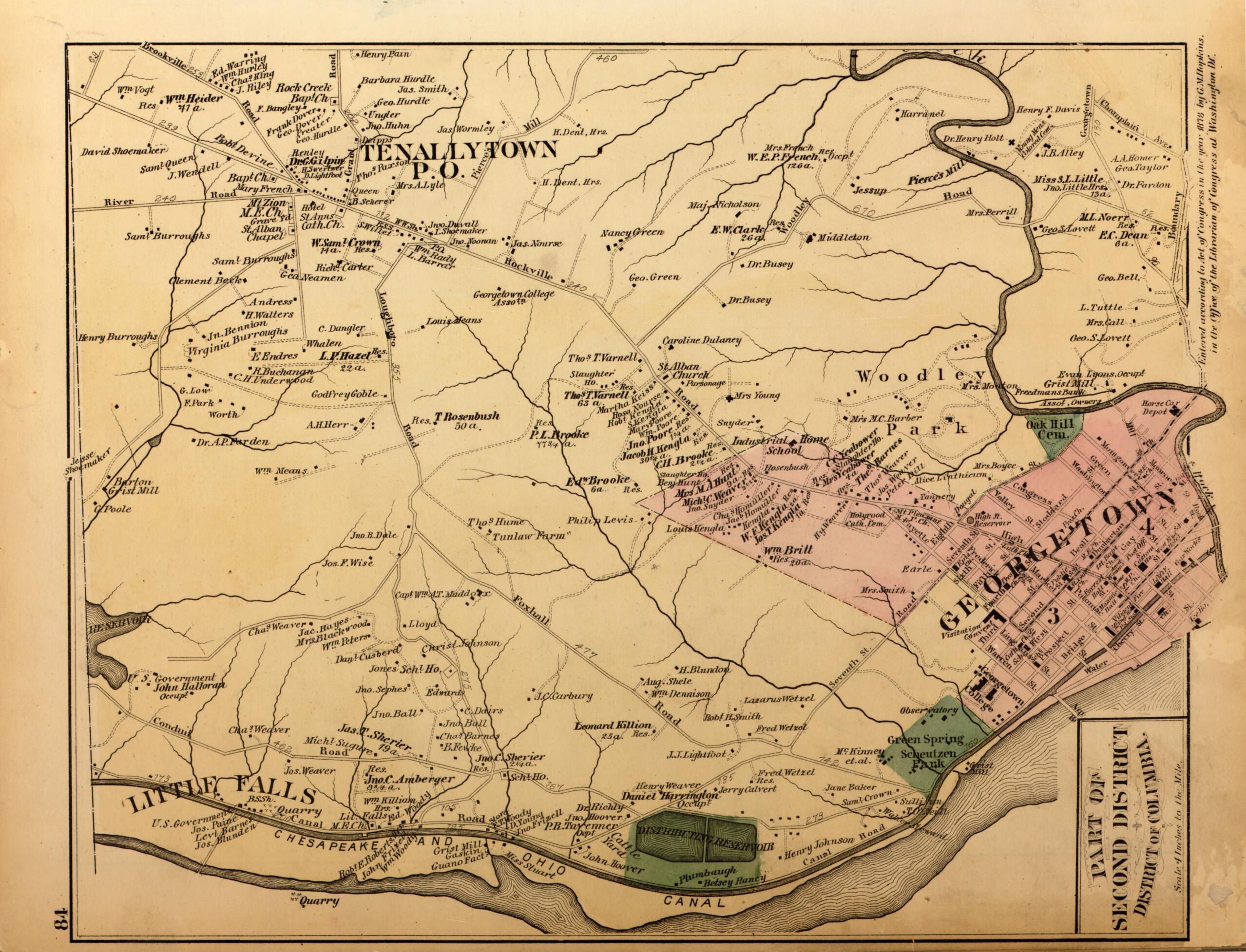 This old map of Part of Second Dist.of District of Columbia from Atlas of Fifteen Miles Around Washington, Including the County of Montgomery, Maryland from 1879 was created by Griffith Morgan Hopkins in 1879