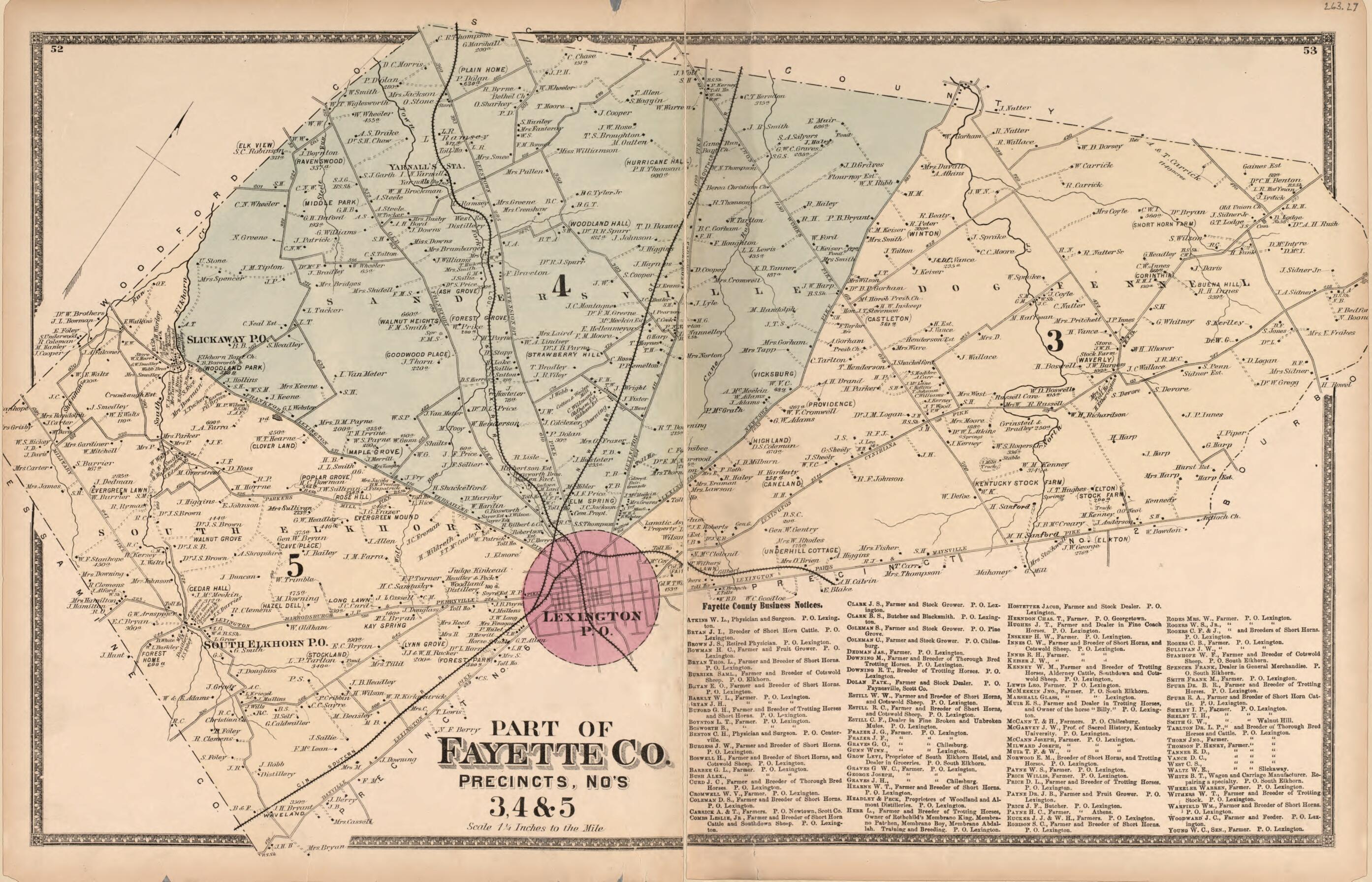 This old map of Part of Fayette Co. - 1 from Atlas of Bourbon, Clark, Fayette, Jessamine and Woodford Counties, Kentucky from 1877 was created by D.G. Beers & Co in 1877