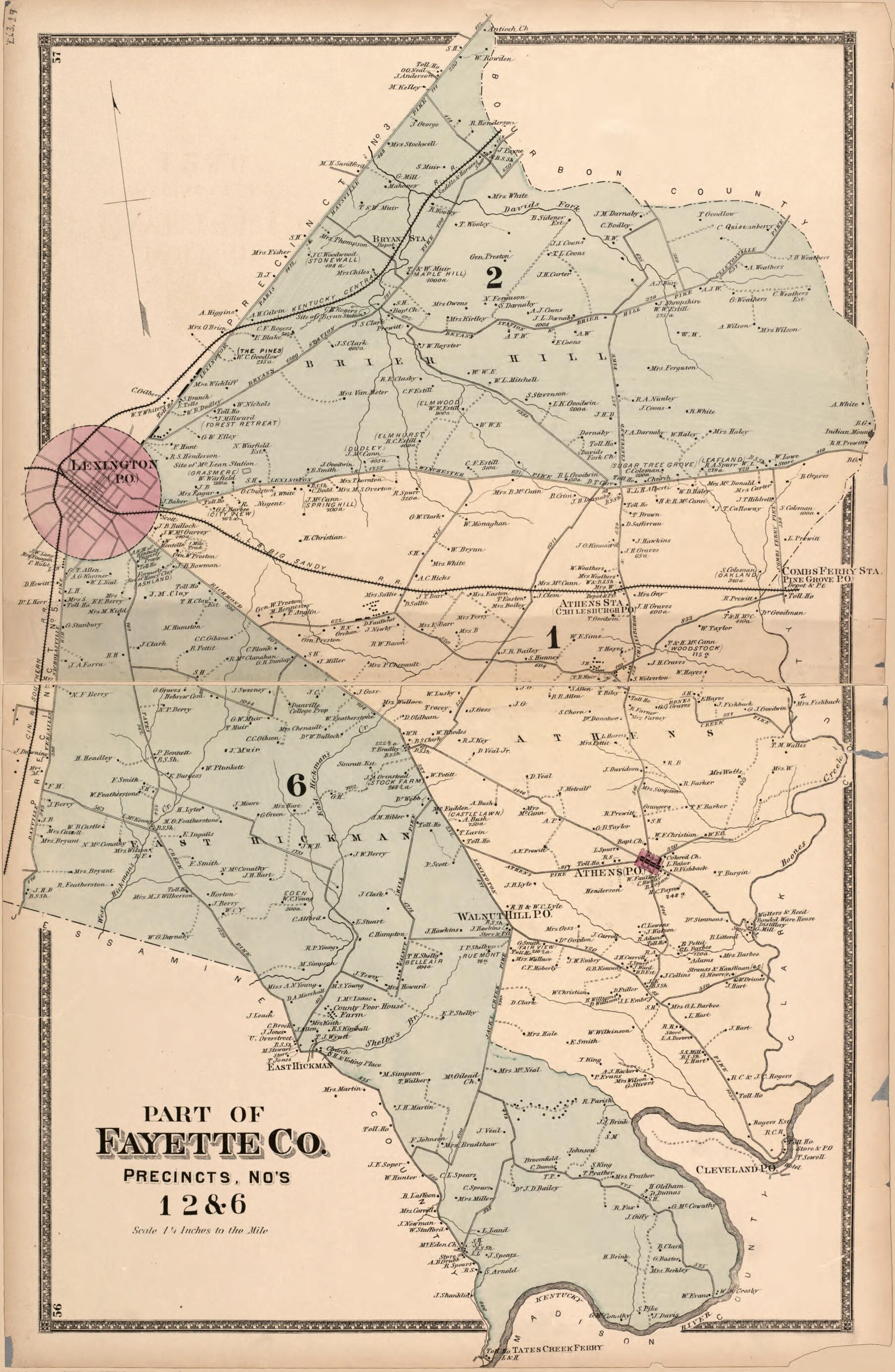 This old map of Part of Fayette Co. - 2 from Atlas of Bourbon, Clark, Fayette, Jessamine and Woodford Counties, Kentucky from 1877 was created by D.G. Beers & Co in 1877