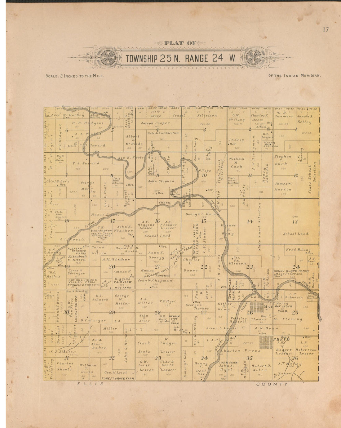 This old map of Township 25 Range 24 W from Plat Book of Harper County, Oklahoma from 1910 was created by Kan.) Western Publishing Co. (Ashland in 1910