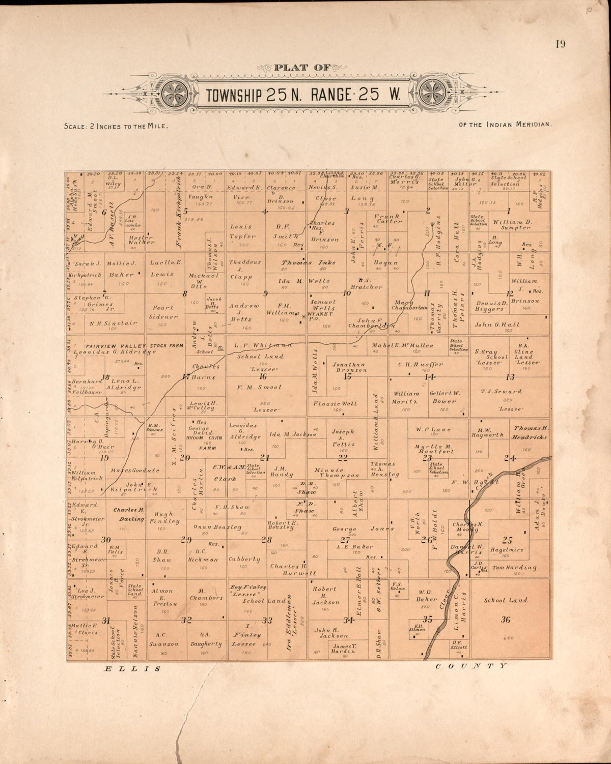 Township 25 25 Range W from Plat Book of Harper County, Oklahoma 1910 by Relic Map Company