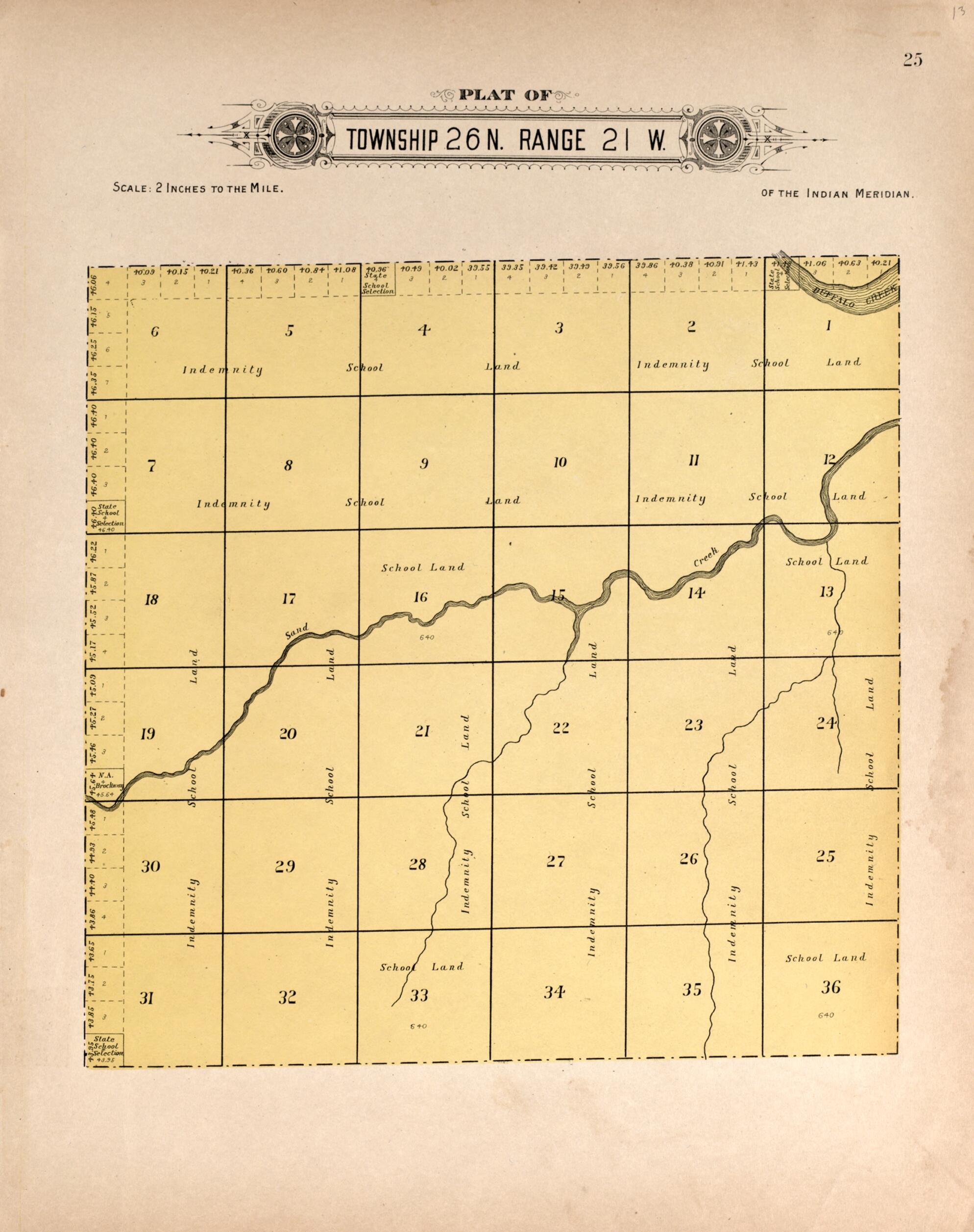 This old map of Township 26 Range 21 W from Plat Book of Harper County, Oklahoma from 1910 was created by Kan.) Western Publishing Co. (Ashland in 1910