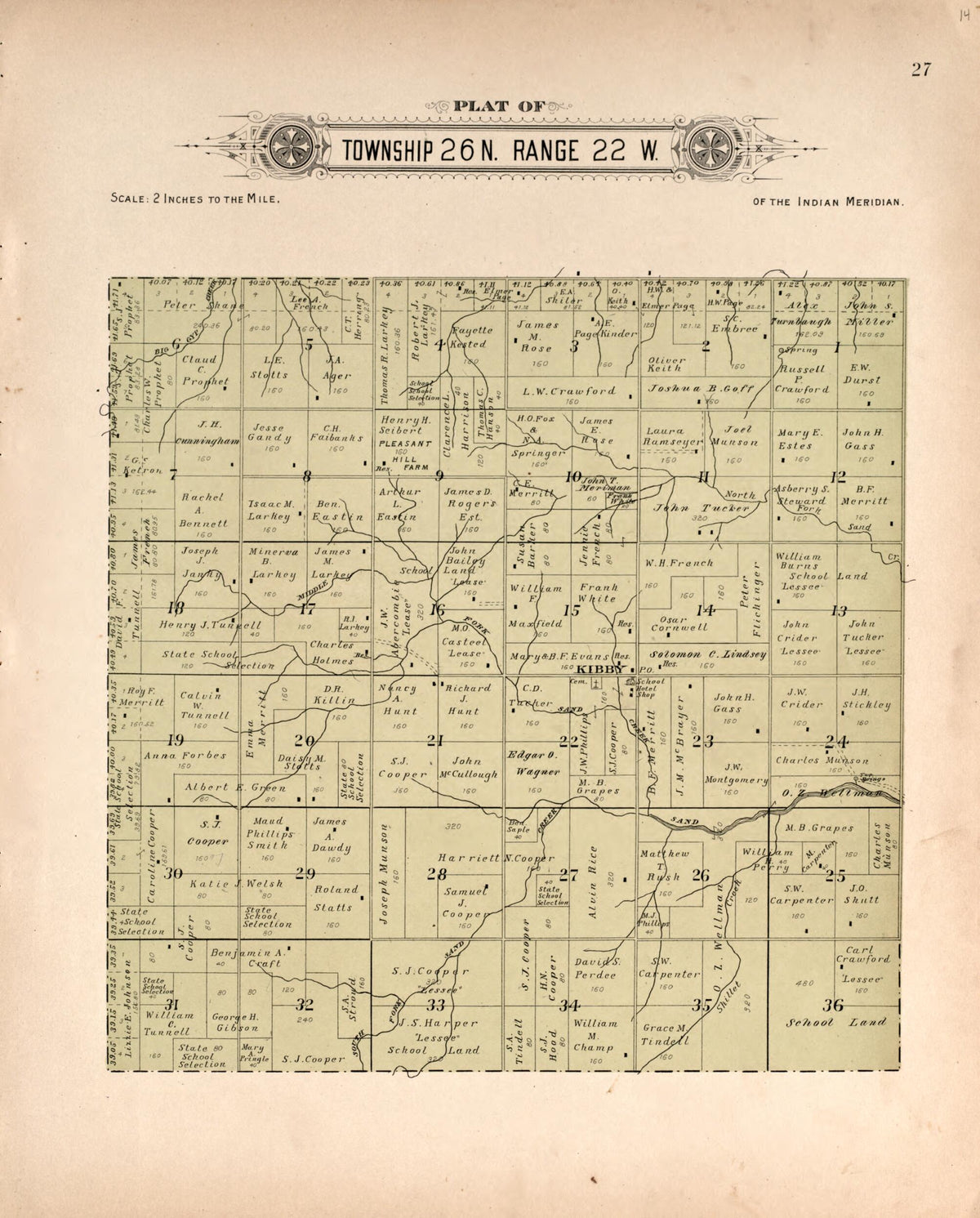 Township 26 Range 22 W from Plat Book of Harper County, Oklahoma 1910 by Relic Map Company