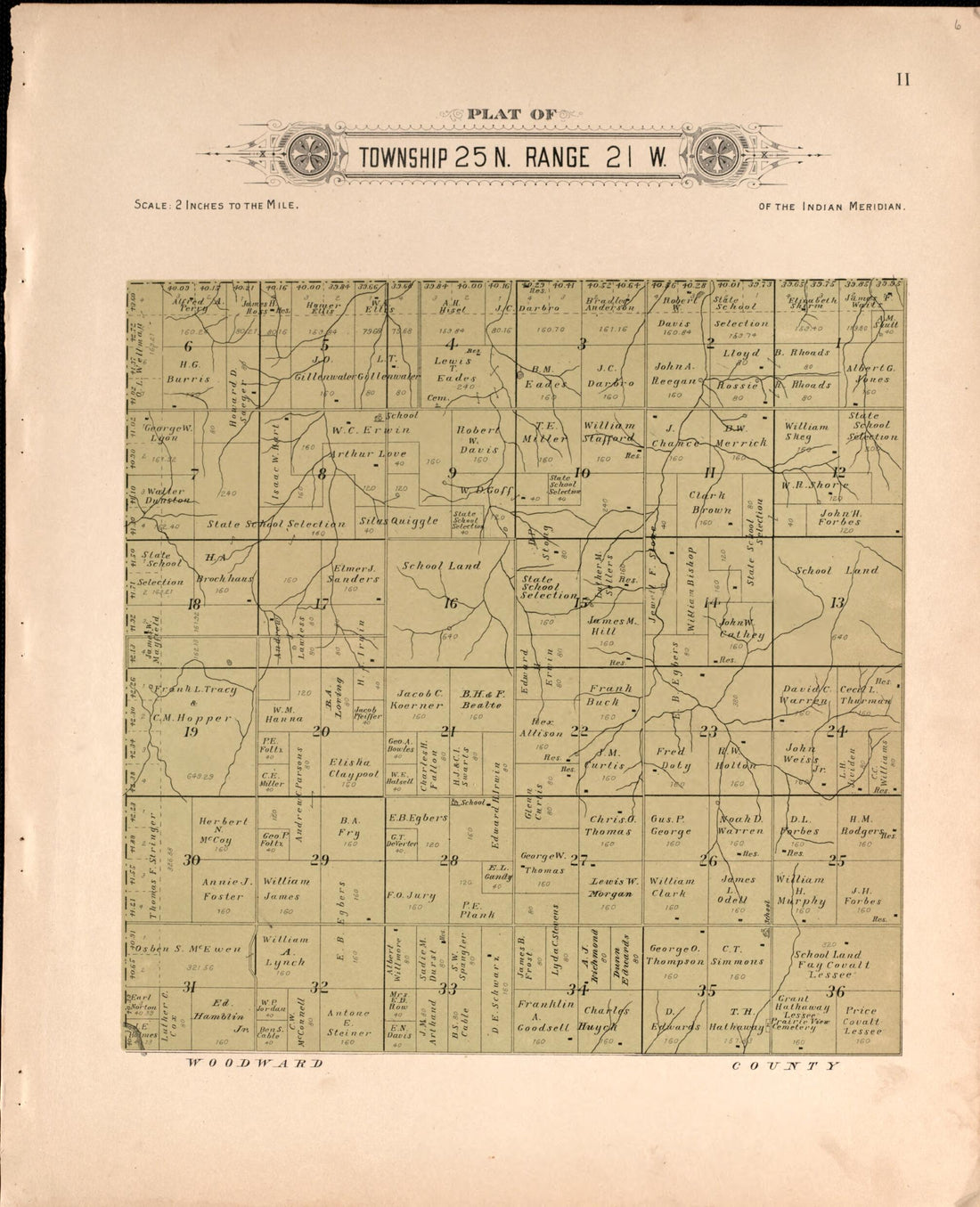 This old map of Township 25 Range 21 W from Plat Book of Harper County, Oklahoma from 1910 was created by Kan.) Western Publishing Co. (Ashland in 1910
