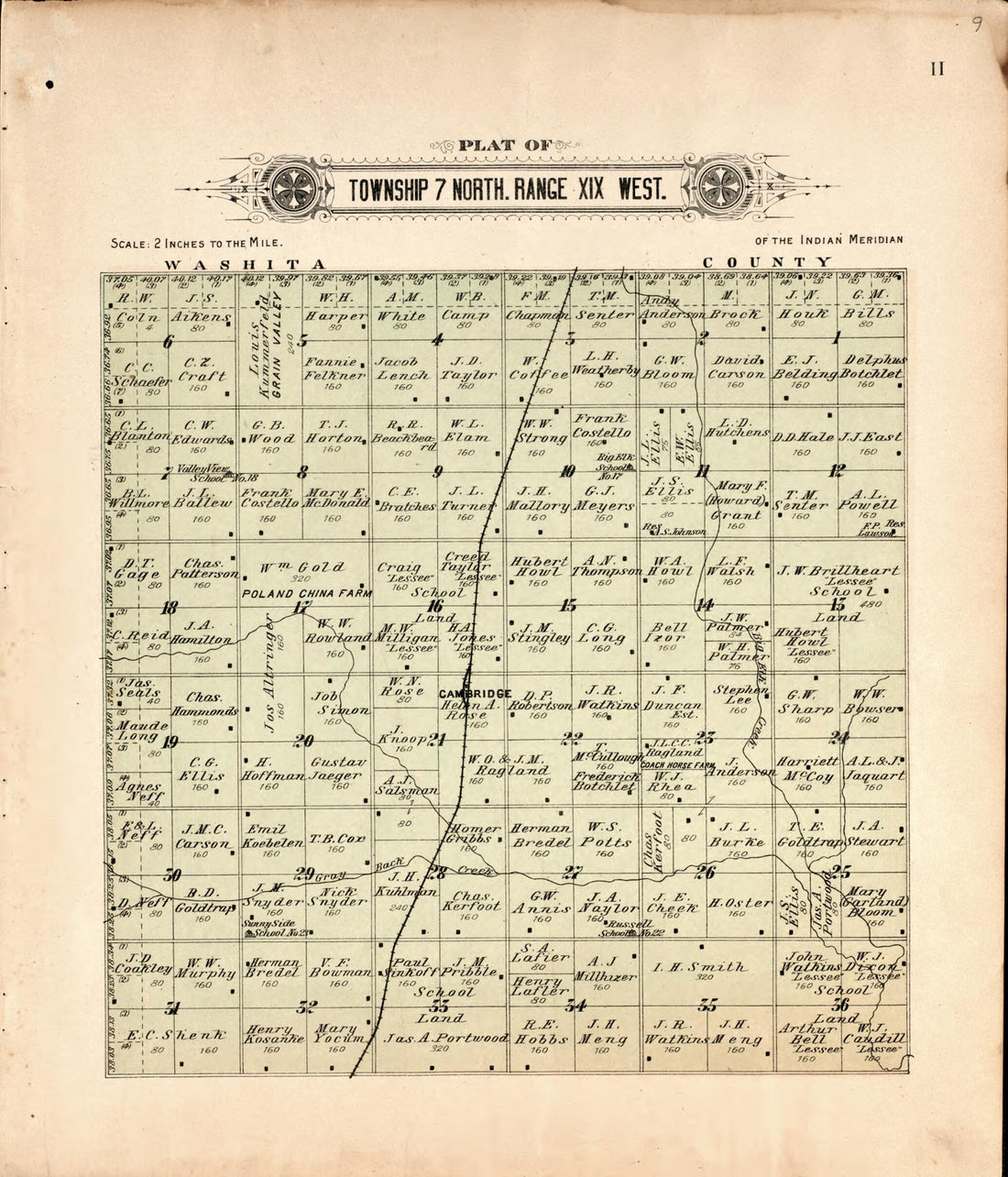 This old map of Township 7 North Range XIX West from Plat Book of Kiowa County, Oklahoma from 1913 was created by W. (William) Wangersheim in 1913