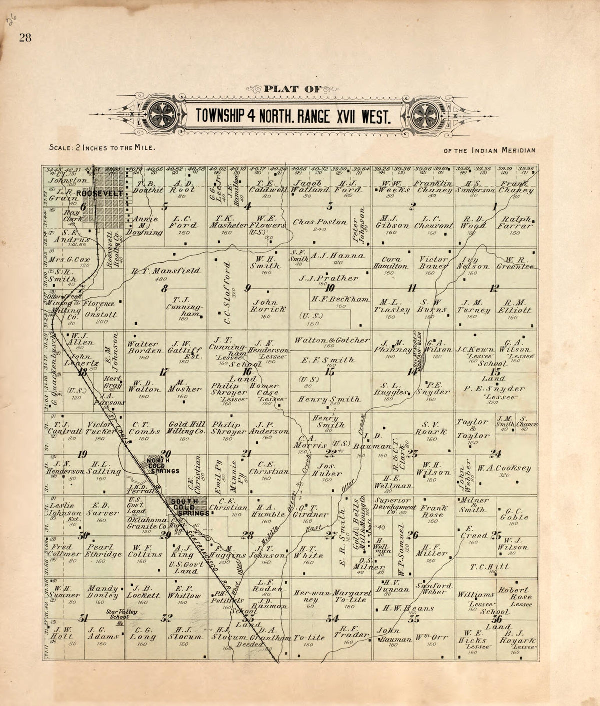 Township 4 North Range XVII West from Plat Book of Kiowa County, Oklahoma 1913 by Relic Map Company