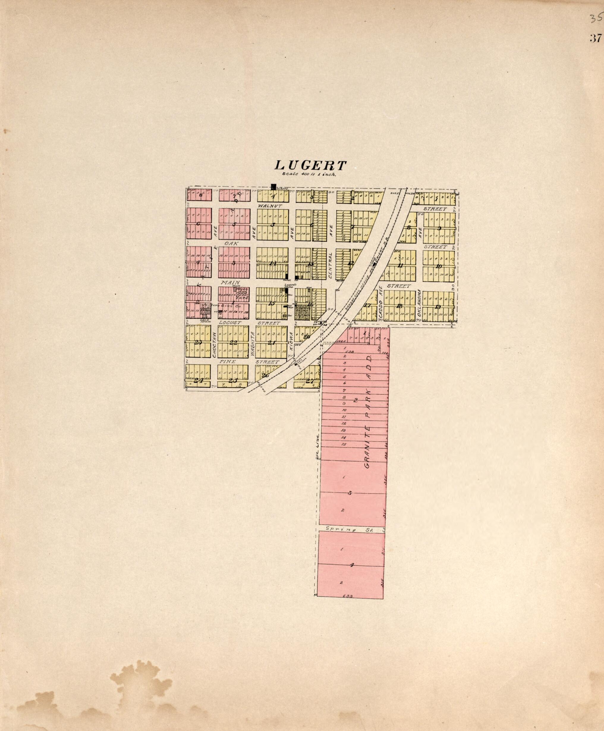 This old map of Lugert from Plat Book of Kiowa County, Oklahoma from 1913 was created by W. (William) Wangersheim in 1913