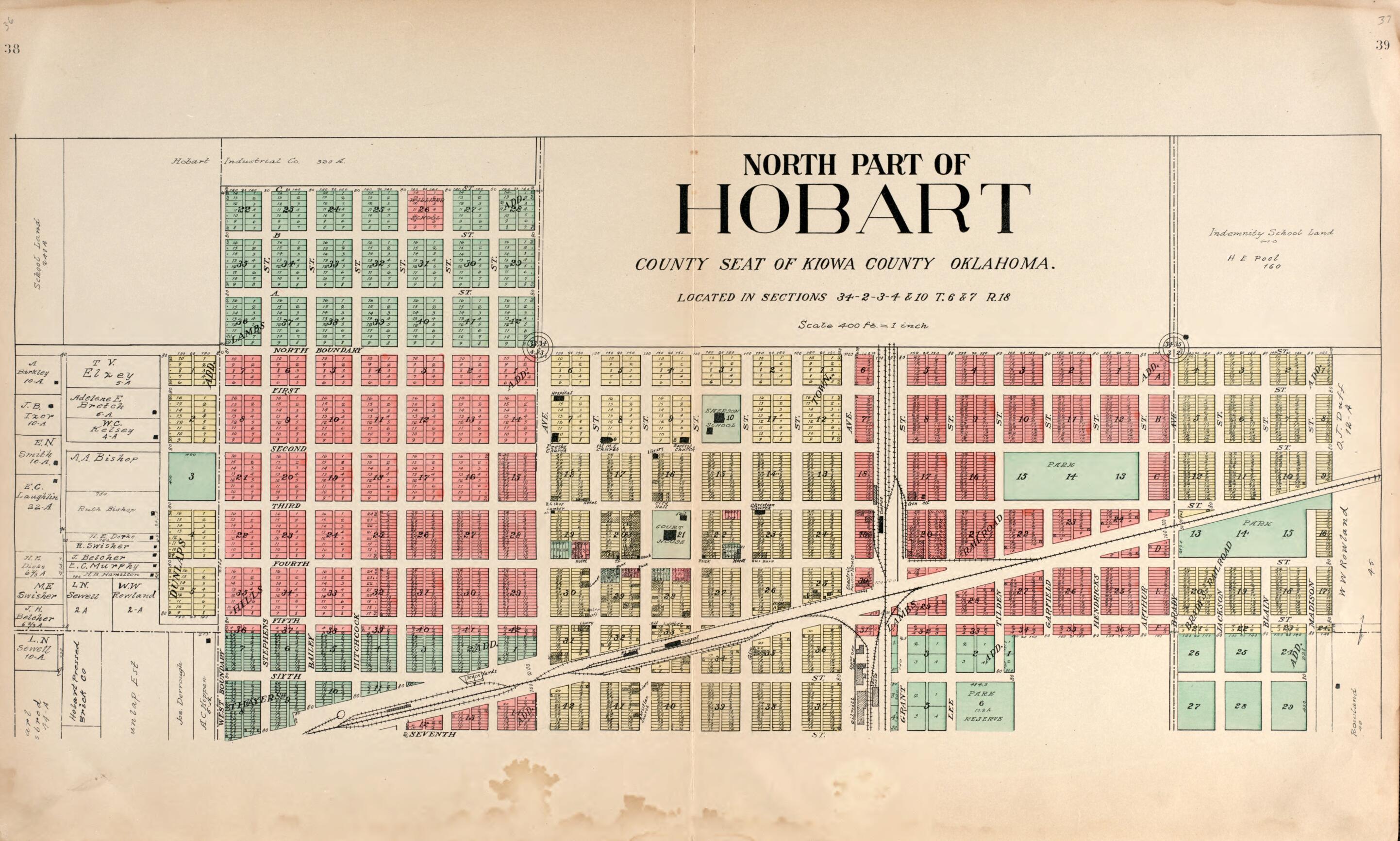 This old map of North Part of Hobart from Plat Book of Kiowa County, Oklahoma from 1913 was created by W. (William) Wangersheim in 1913