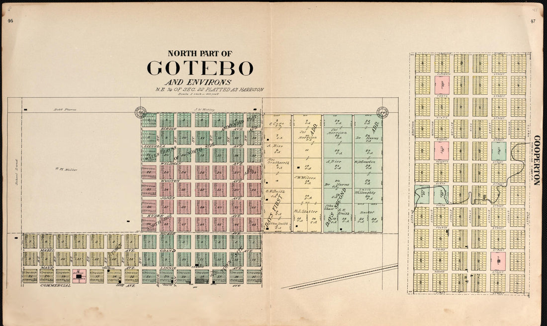 This old map of North Part of Gotebo and Envrions from Plat Book of Kiowa County, Oklahoma from 1913 was created by W. (William) Wangersheim in 1913
