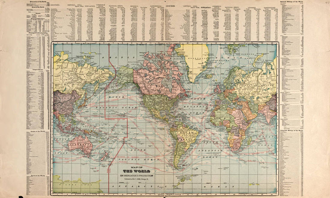 This old map of Map of the World from Plat Book of Kiowa County, Oklahoma from 1913 was created by W. (William) Wangersheim in 1913