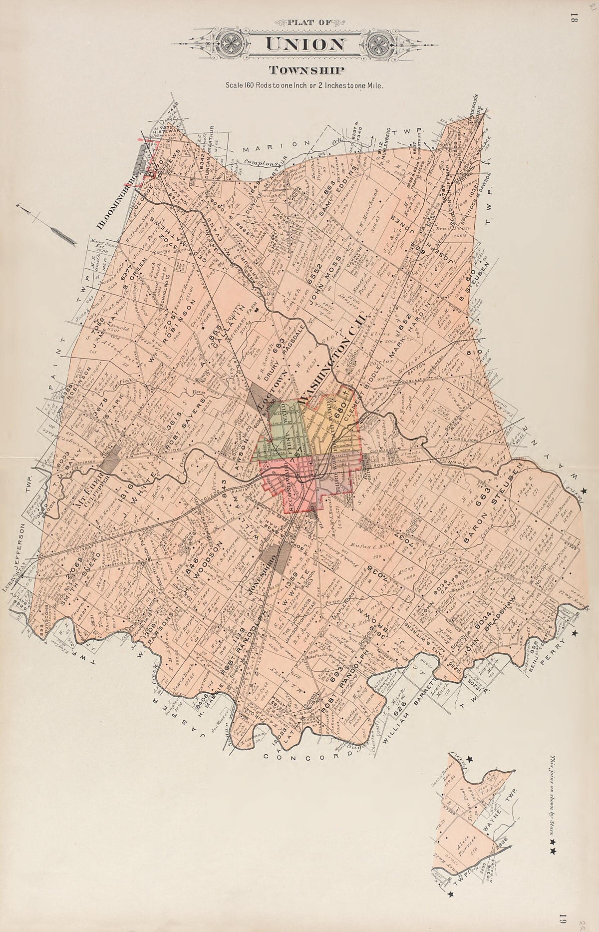Union Township from Plat Book of Fayette County, Ohio 1913 by Relic Map Company