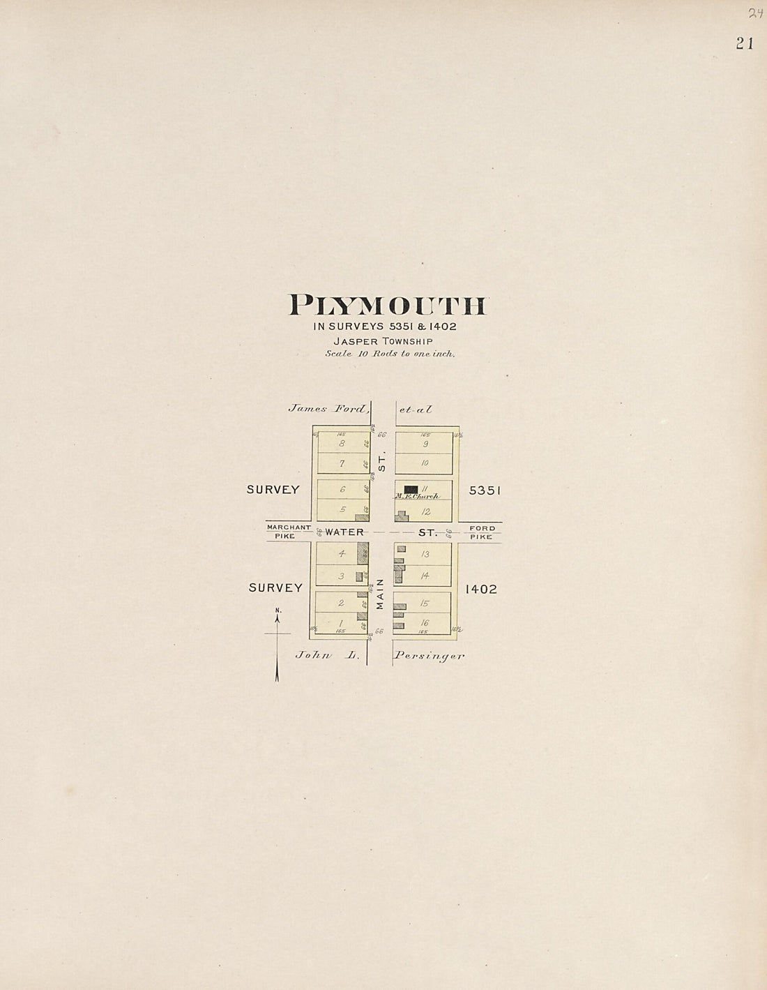 This old map of Plymouth from Plat Book of Fayette County, Ohio from 1913 was created by Albert Volk in 1913