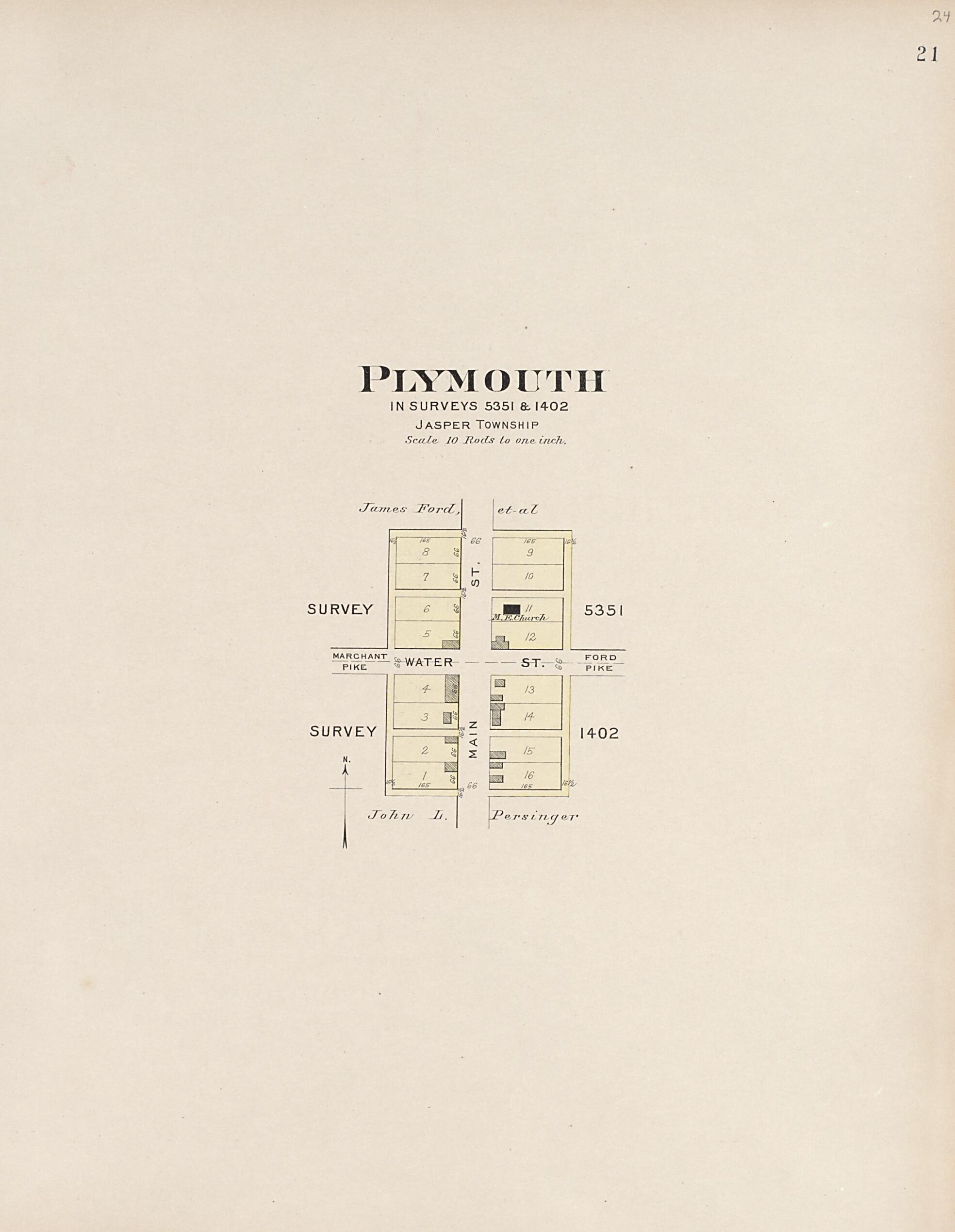 This old map of Plymouth from Plat Book of Fayette County, Ohio from 1913 was created by Albert Volk in 1913