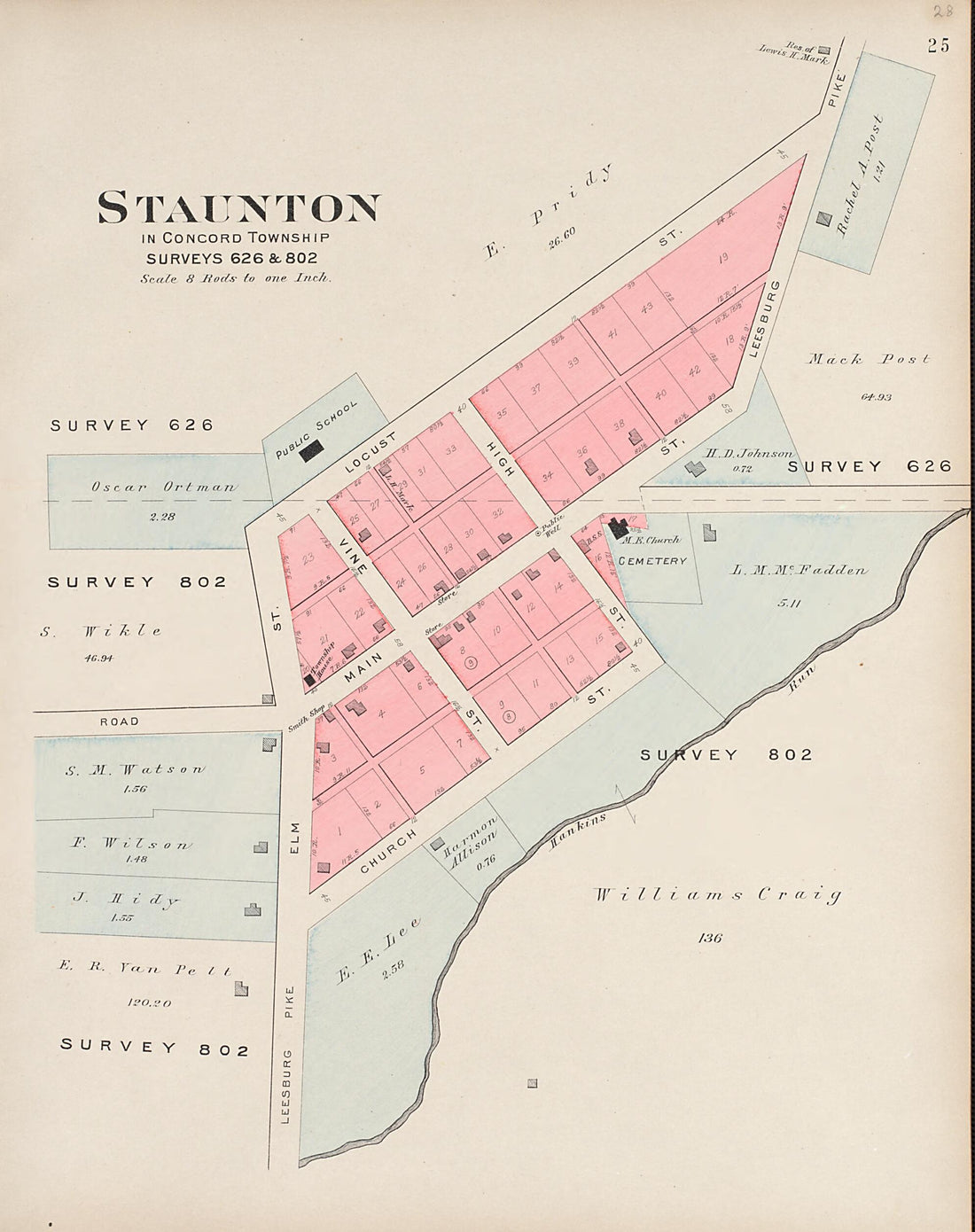 This old map of Staunton In Concord Township from Plat Book of Fayette County, Ohio from 1913 was created by Albert Volk in 1913