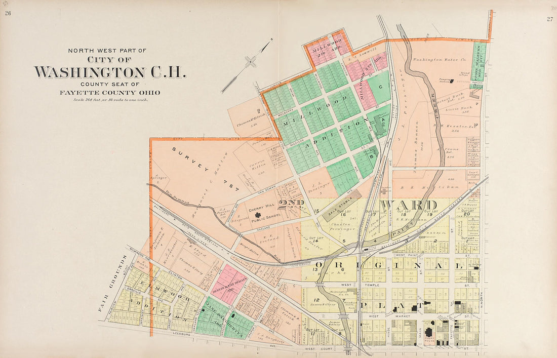 This old map of North West Part of City of Washington C.H., County Seat of Fayette County, Ohio from Plat Book of Fayette County, Ohio from 1913 was created by Albert Volk in 1913