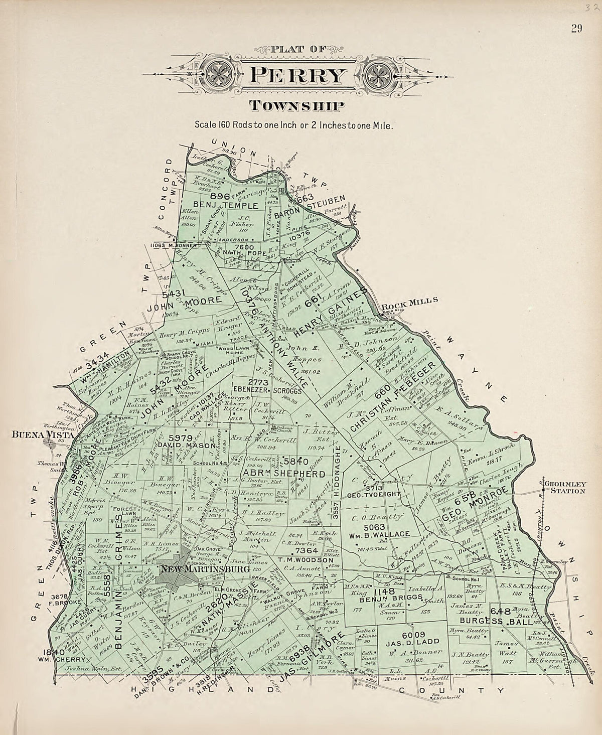 Perry Township from Plat Book of Fayette County, Ohio 1913 by Relic Map Company