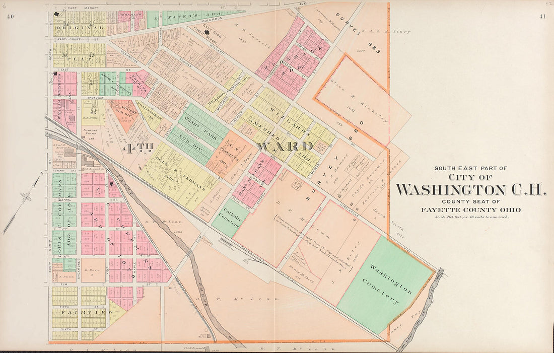 This old map of Couth East Part of City of Washington City C.H., County Seat of Fayette, Ohio from Plat Book of Fayette County, Ohio from 1913 was created by Albert Volk in 1913