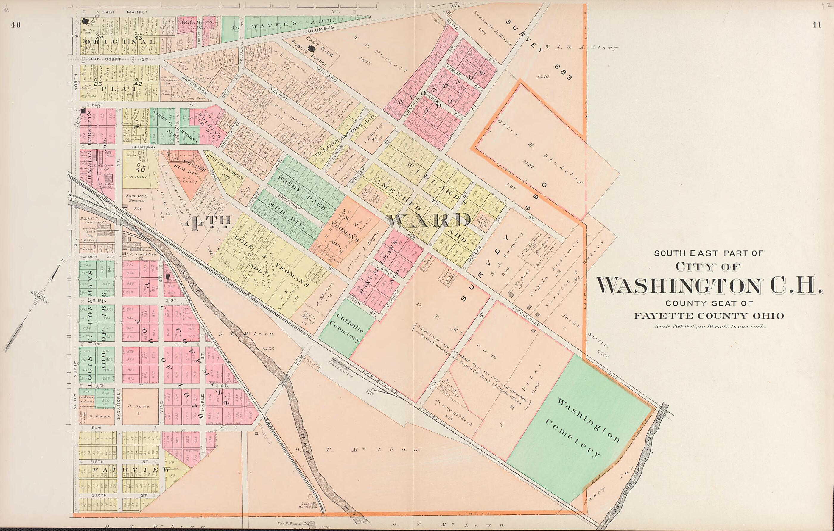 This old map of Couth East Part of City of Washington City C.H., County Seat of Fayette, Ohio from Plat Book of Fayette County, Ohio from 1913 was created by Albert Volk in 1913
