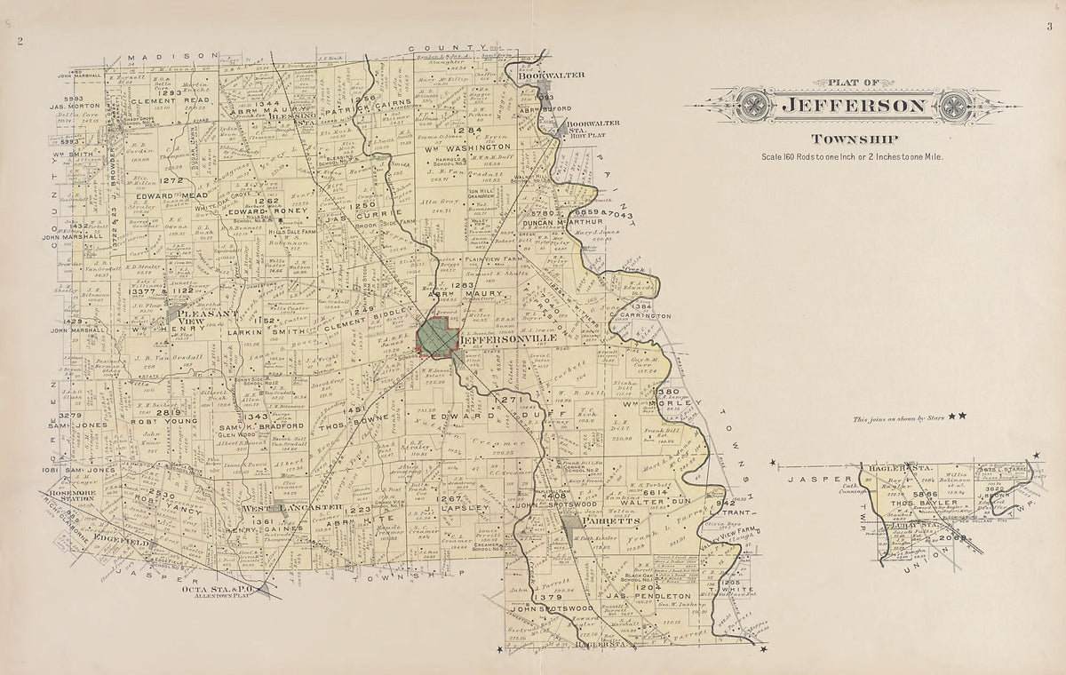 Jefferson Township from Plat Book of Fayette County, Ohio 1913 by Relic Map Company