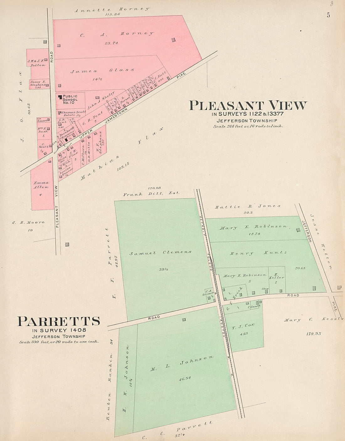 This old map of Pleasant View; Parretts from Plat Book of Fayette County, Ohio from 1913 was created by Albert Volk in 1913