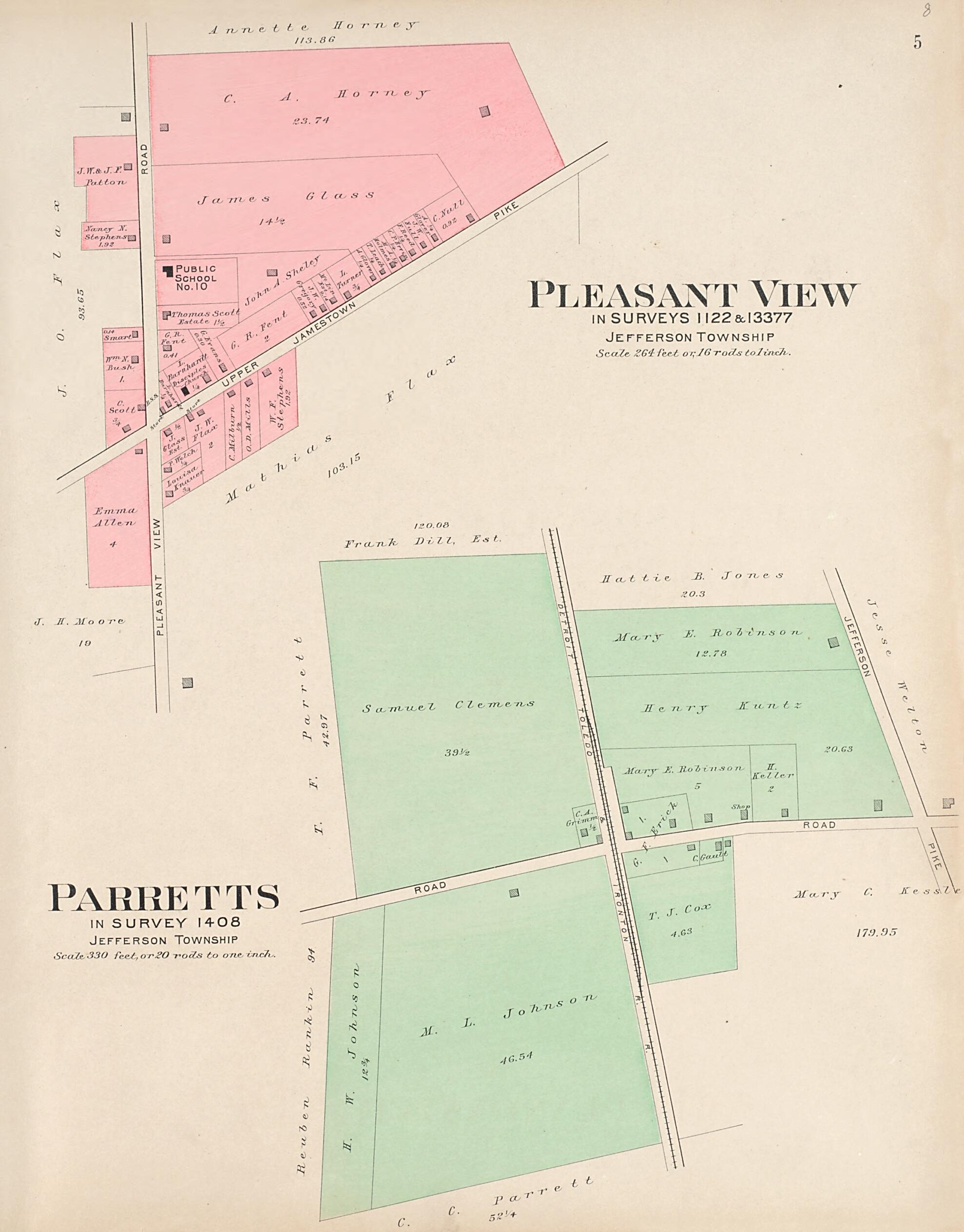 This old map of Pleasant View; Parretts from Plat Book of Fayette County, Ohio from 1913 was created by Albert Volk in 1913