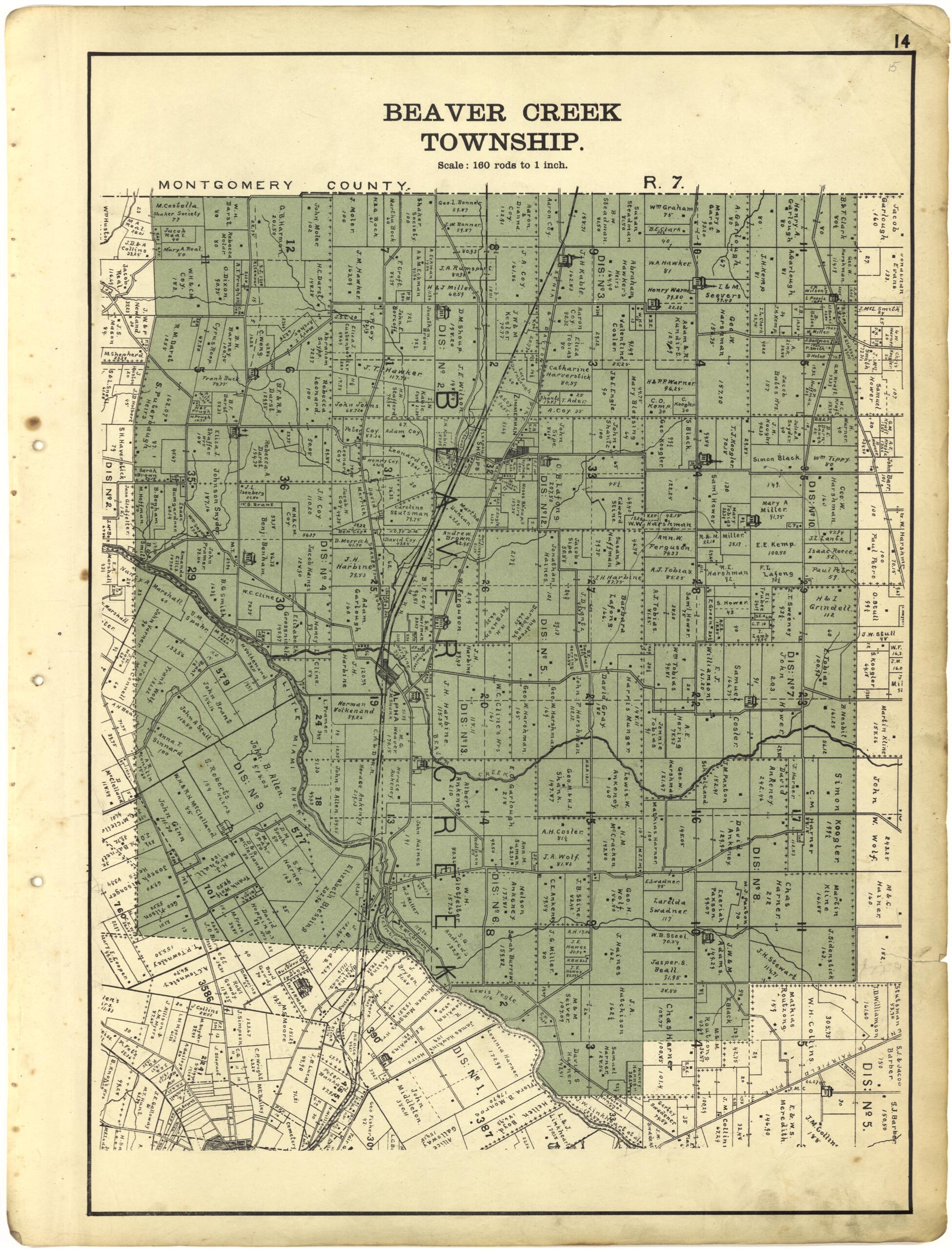 This old map of Beaver Creek Township from Riddell&