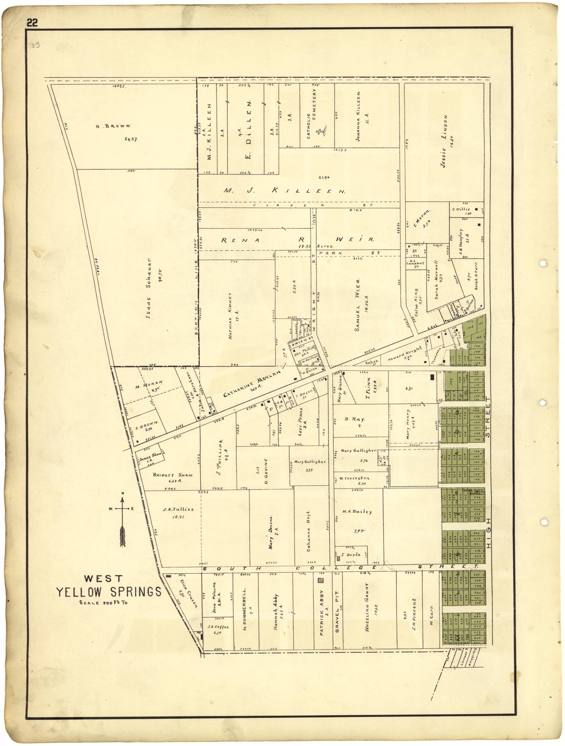 This old map of West Yellow Springs from Riddell&