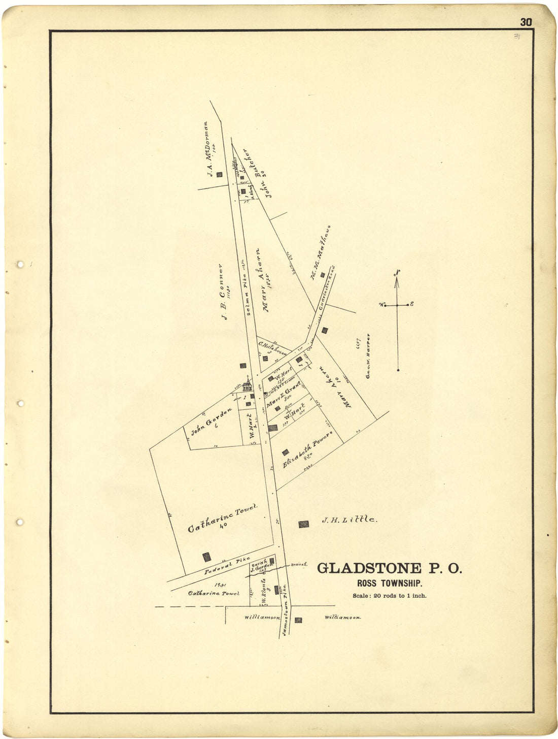This old map of Gladstone P.O. from Riddell&