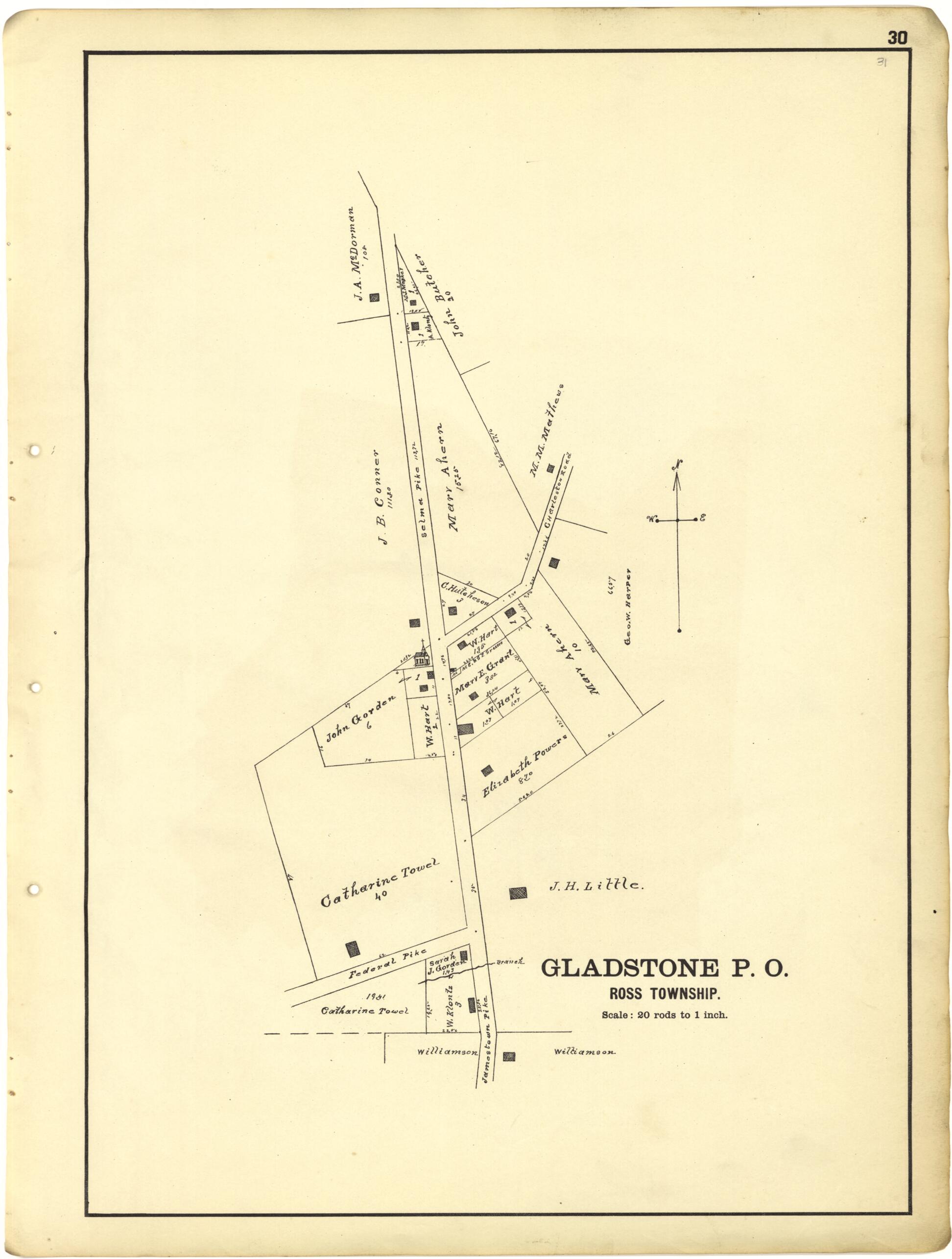 This old map of Gladstone P.O. from Riddell&