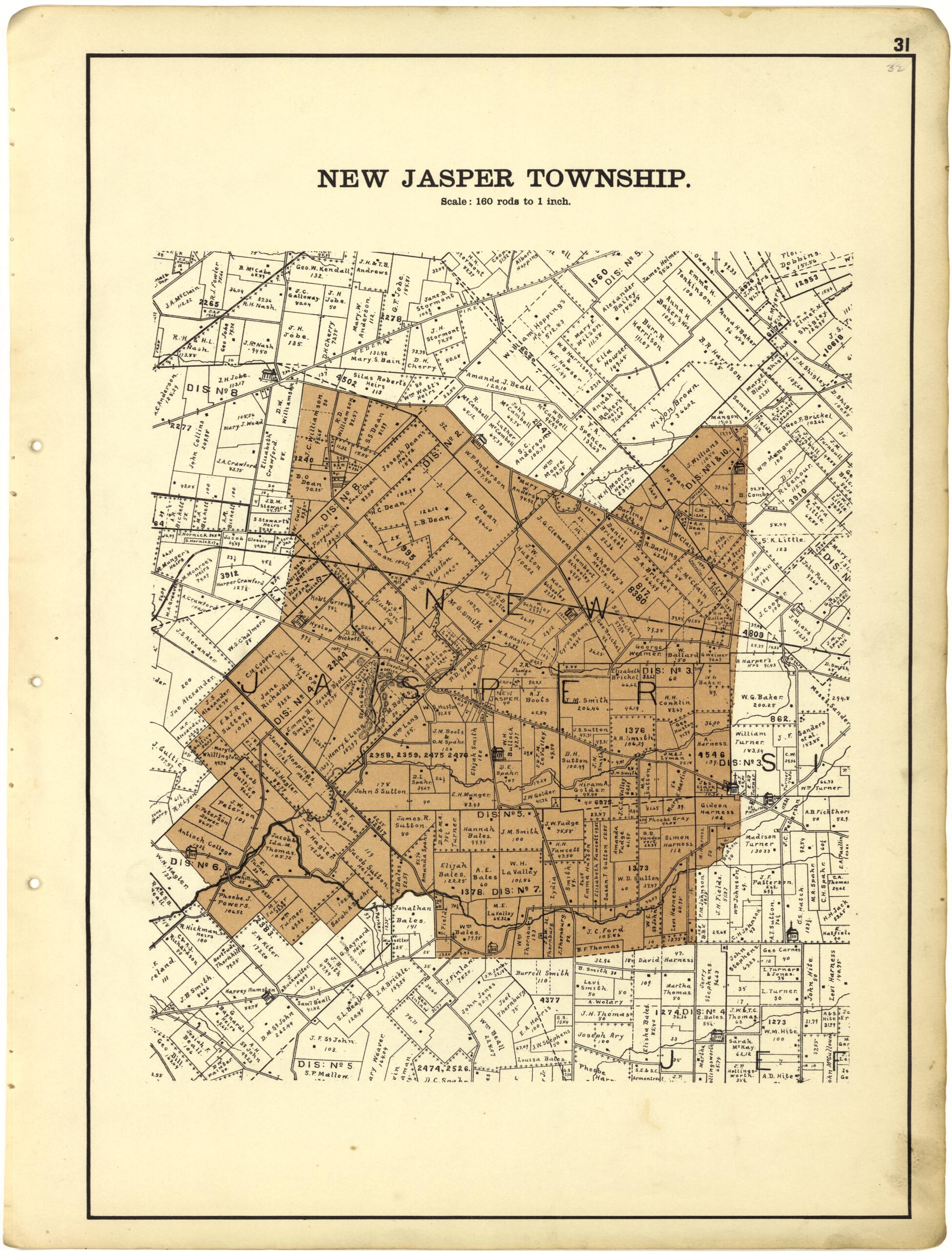 This old map of New Jasper Township from Riddell&