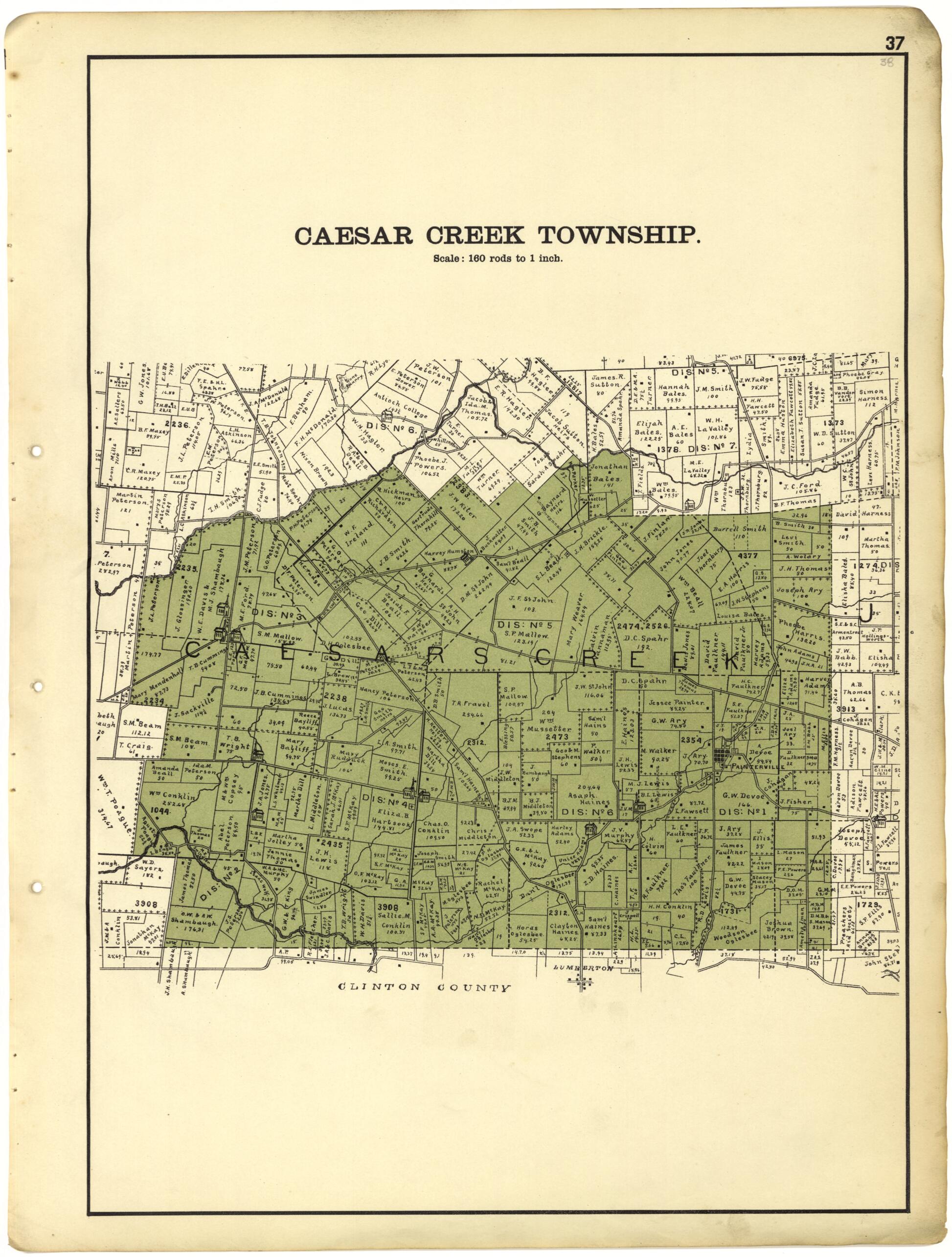 This old map of Caeser Creek Township from Riddell&