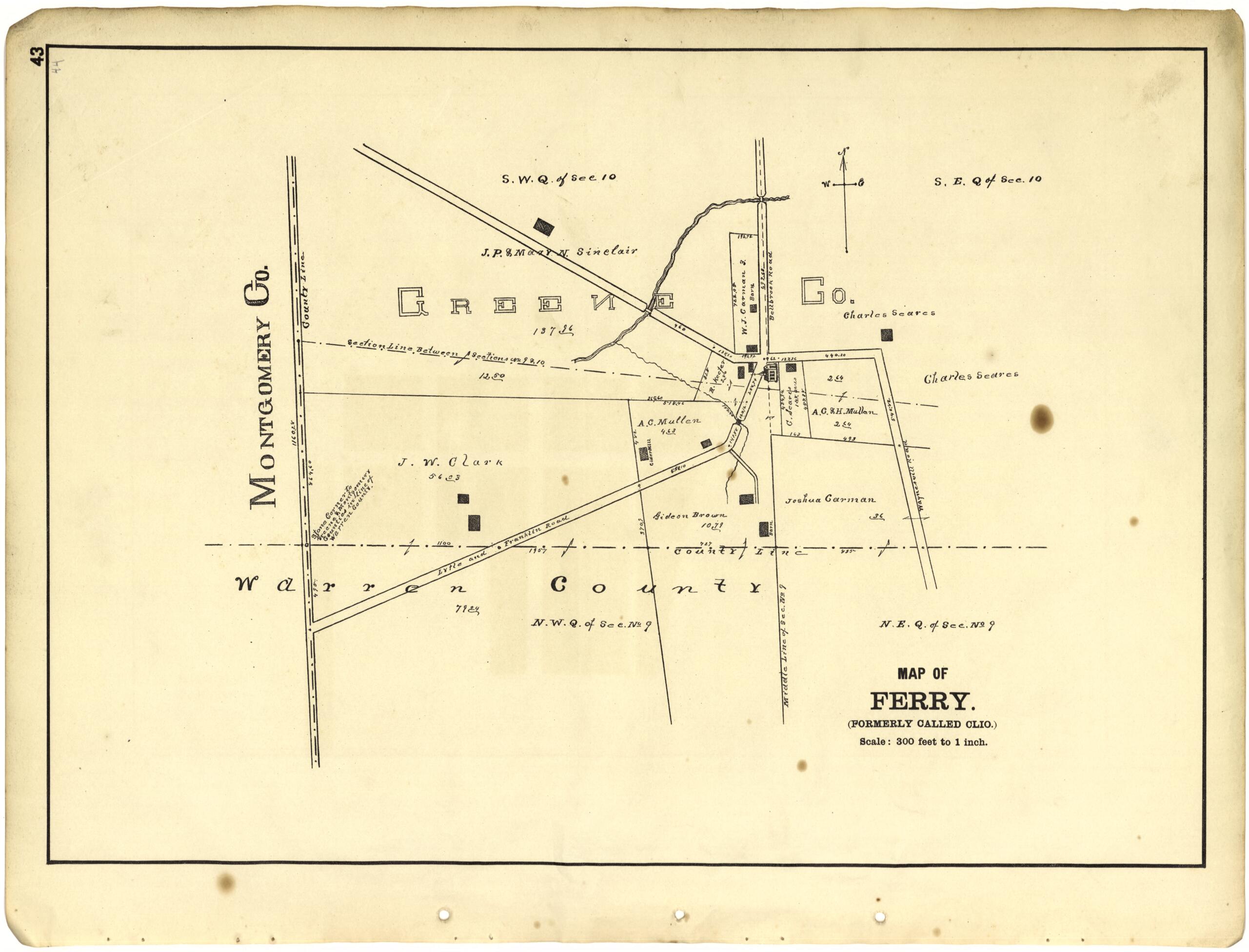 This old map of Map of Ferry (Formerly Called Clio) from Riddell&