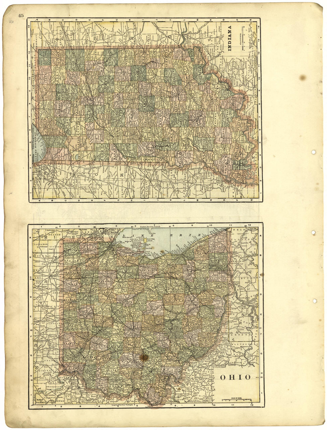 This old map of Ohio; Indiana from Riddell&