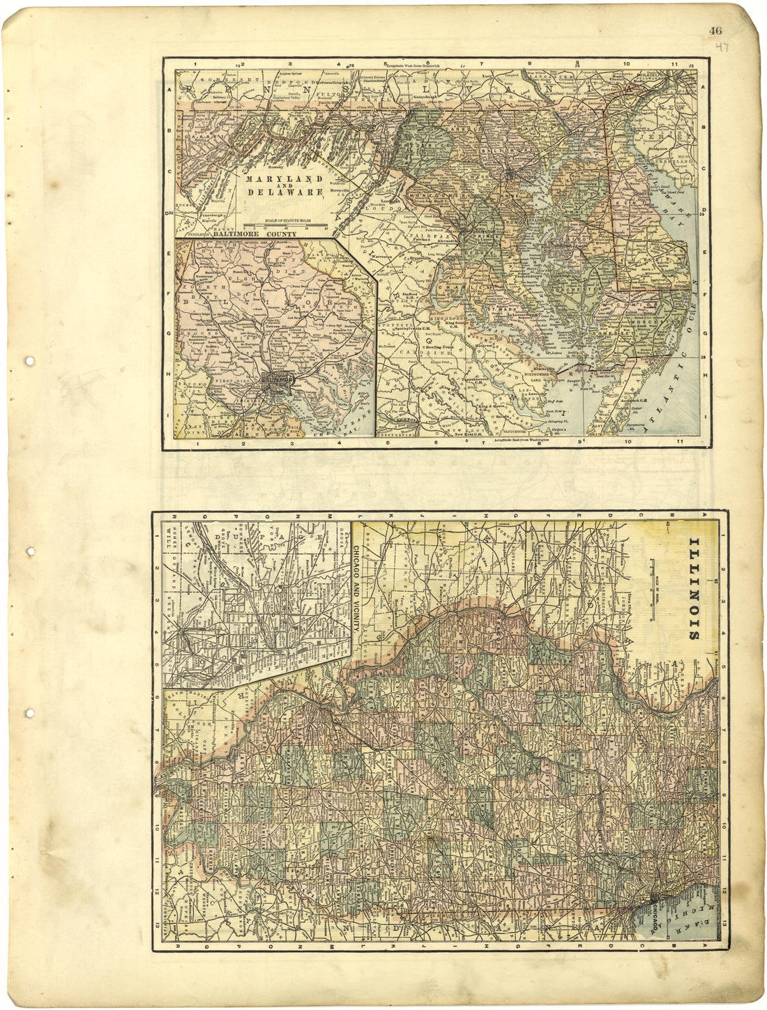 This old map of Maryland and Delaware; Illinois from Riddell&