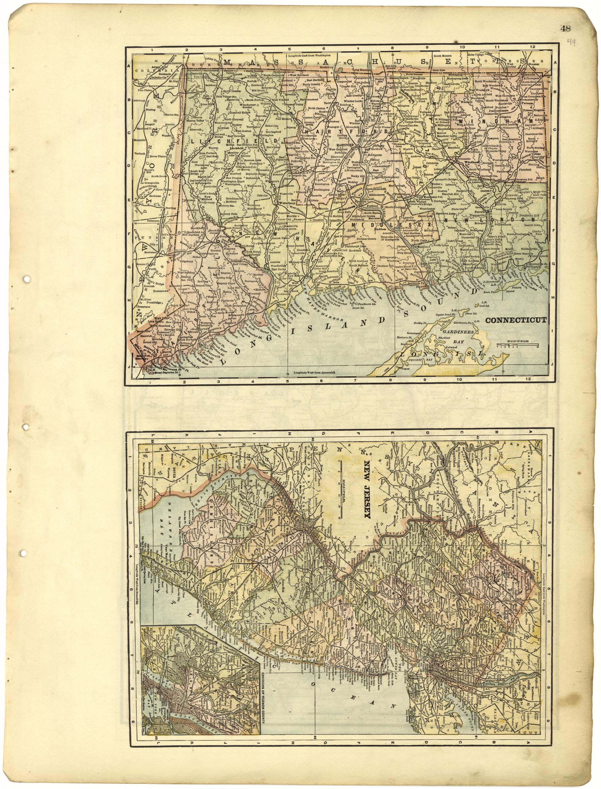 This old map of Connecticut; New Jersey from Riddell&