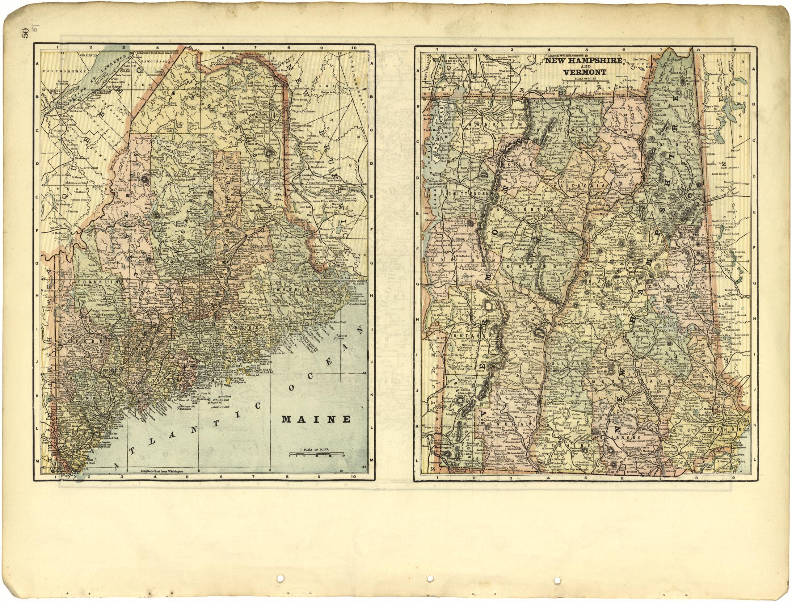 This old map of Maine; New Hampshire and Vermont from Riddell&