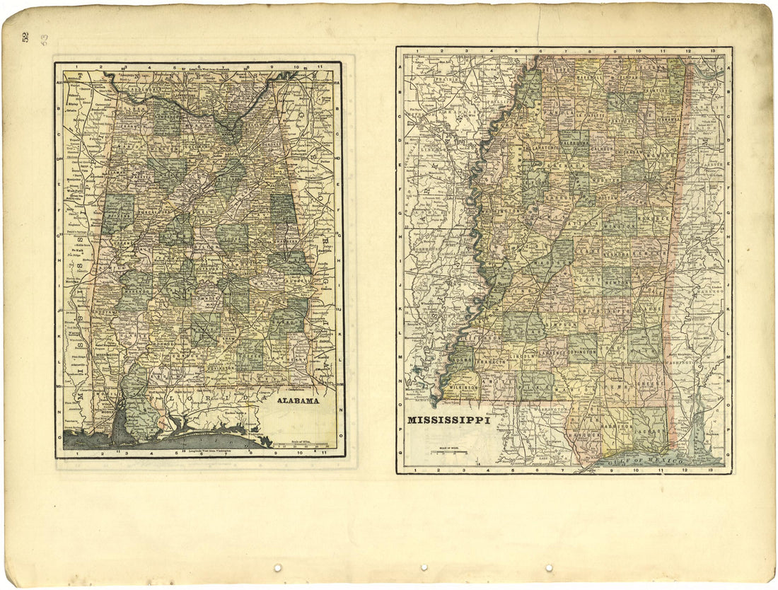 This old map of Alabama; Mississippi from Riddell&
