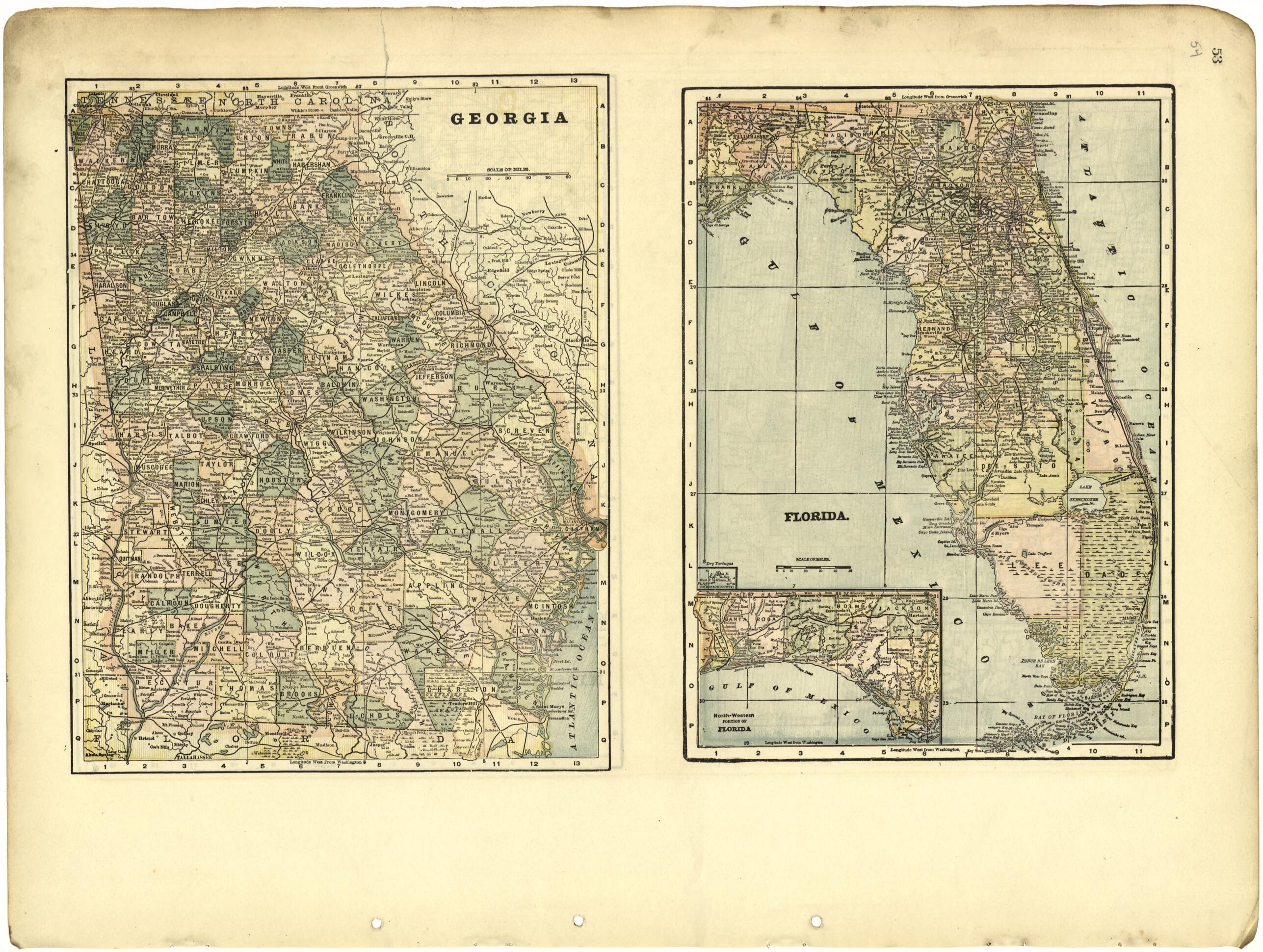 This old map of Georgia; Florida from Riddell&