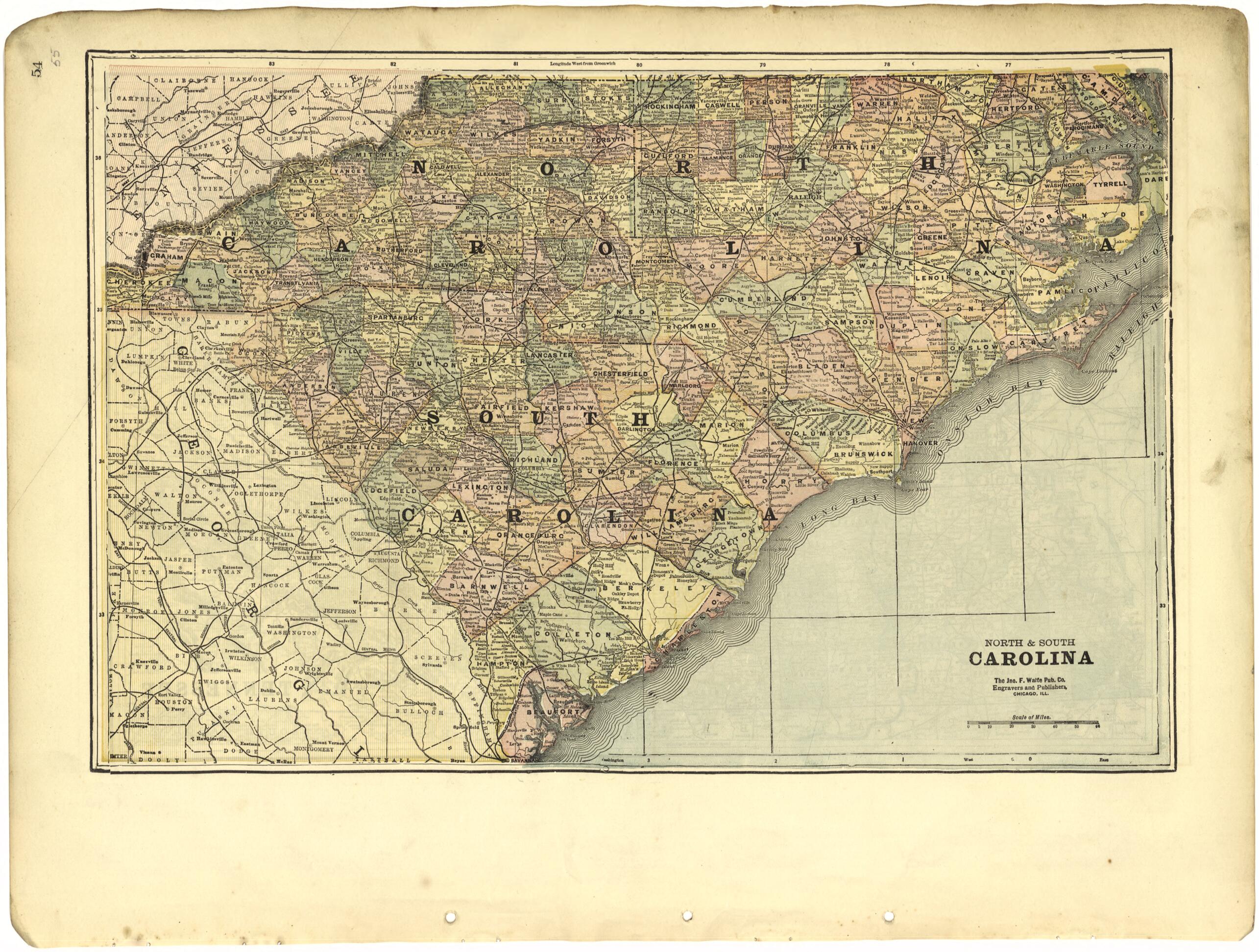 This old map of North & South Carolina from Riddell&