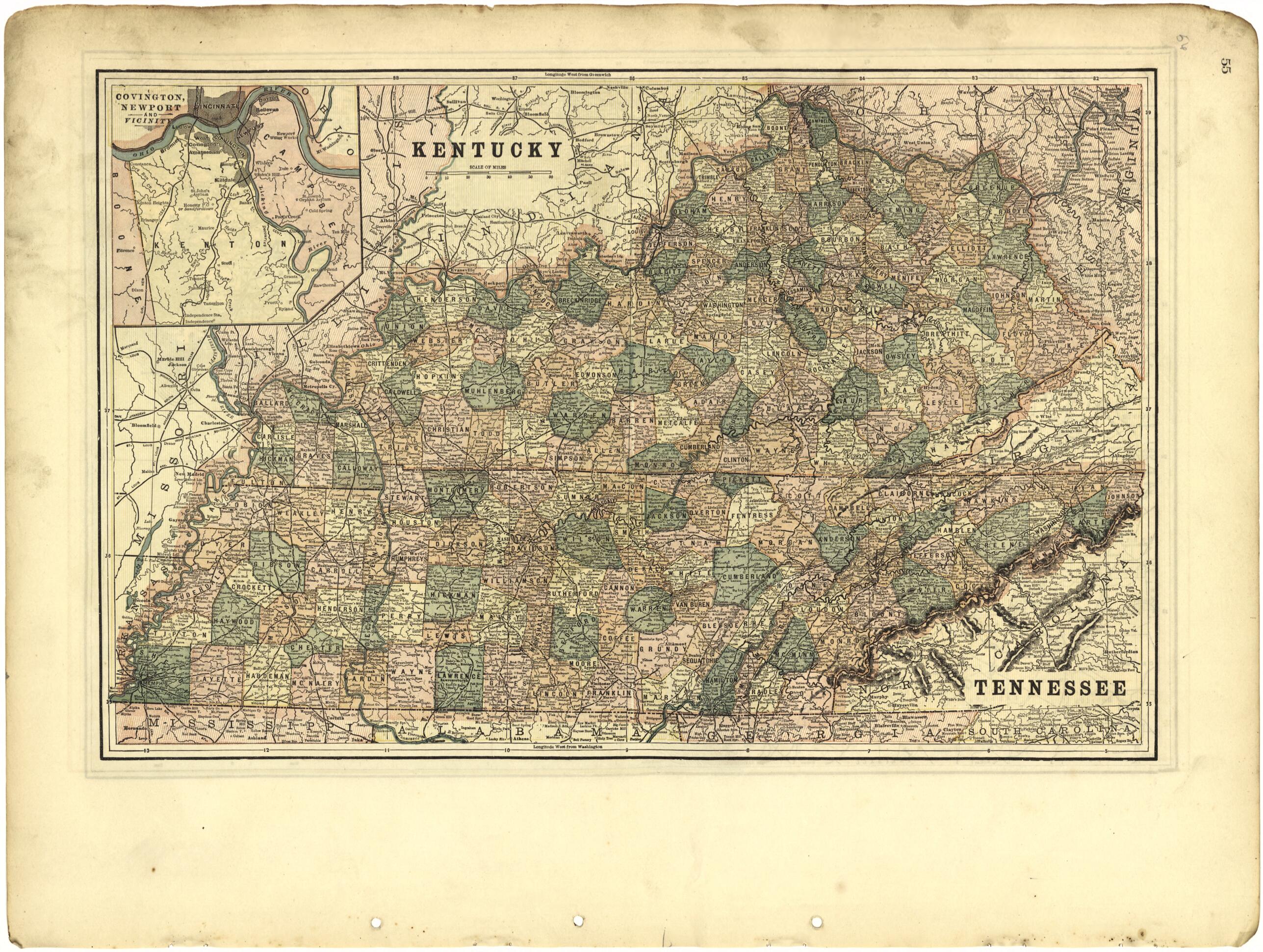 This old map of Kentucky; Tennessee from Riddell&