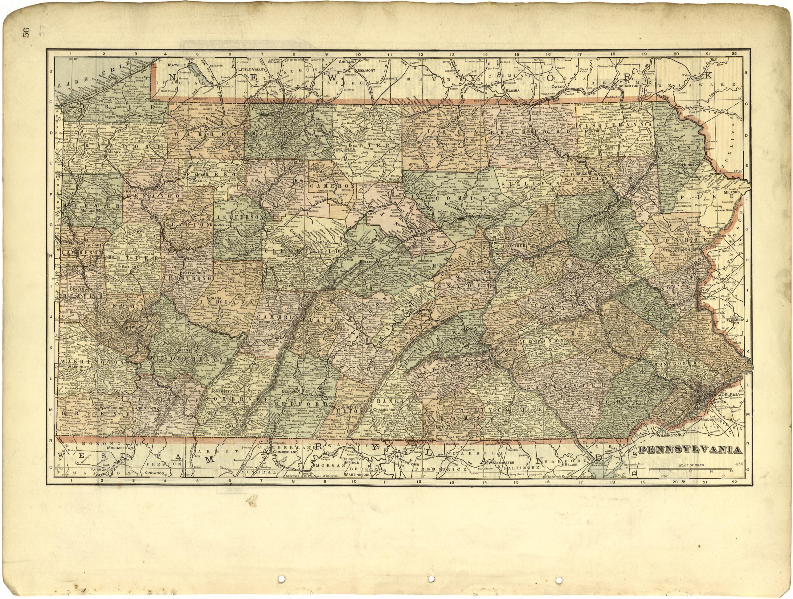 This old map of Pennsylvania from Riddell&