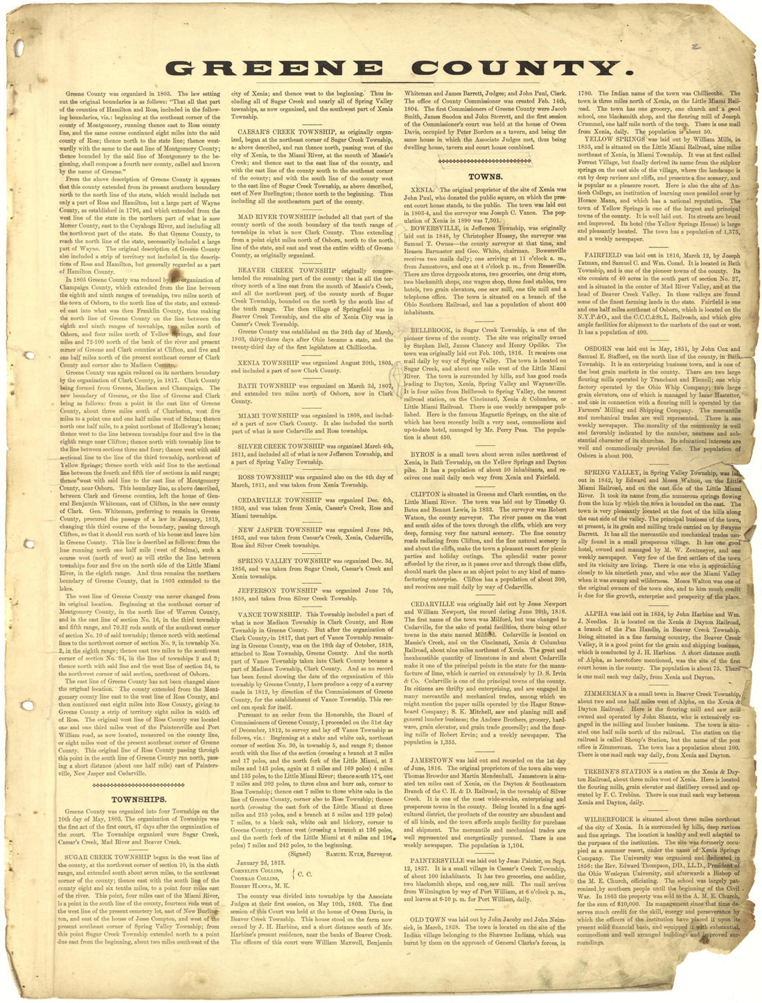 This old map of Greene County from Riddell&