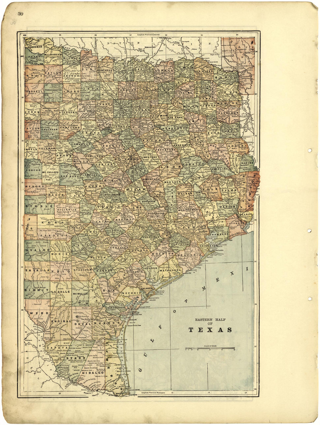 This old map of Eastern Half of Texas from Riddell&