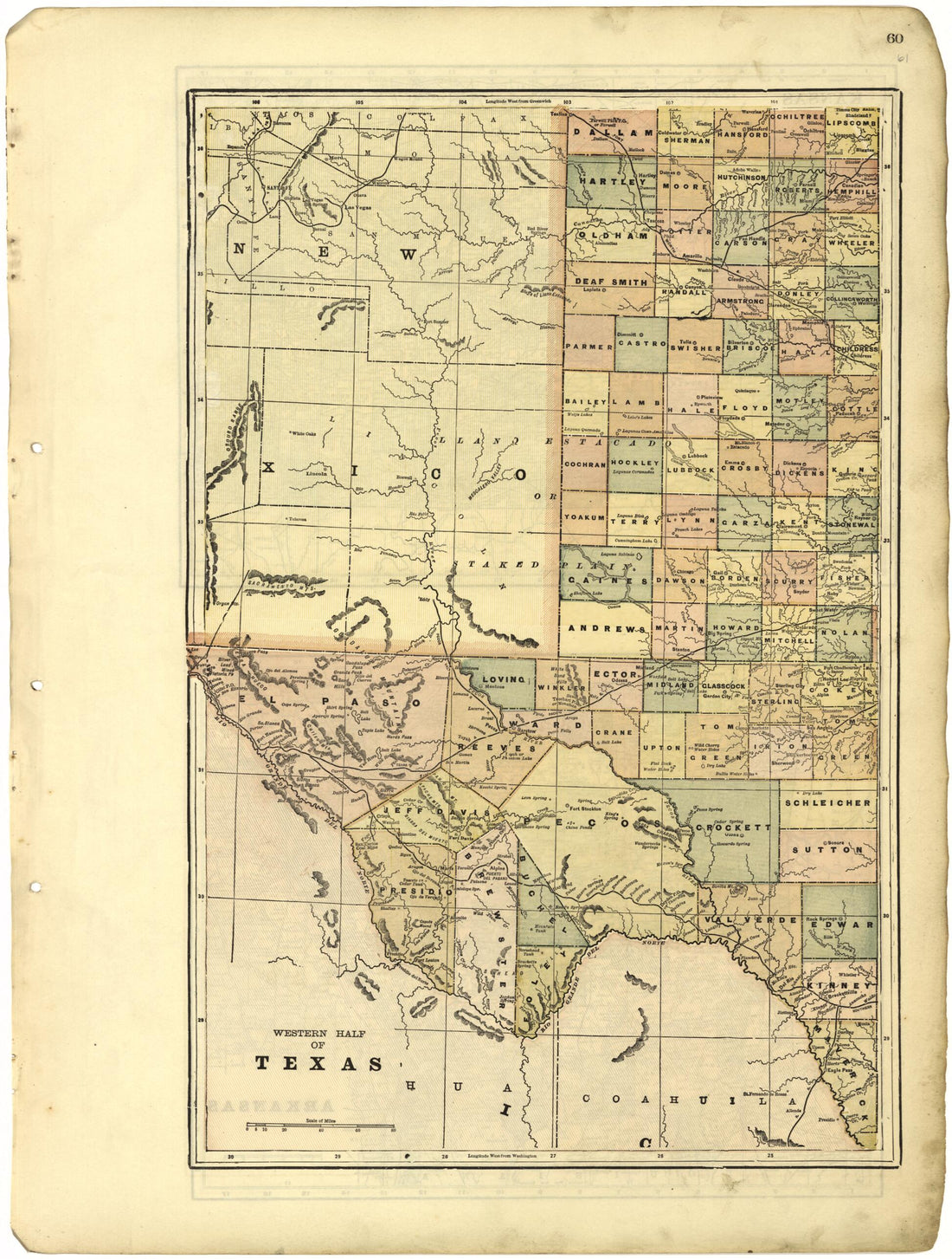 This old map of Western Half of Texas from Riddell&